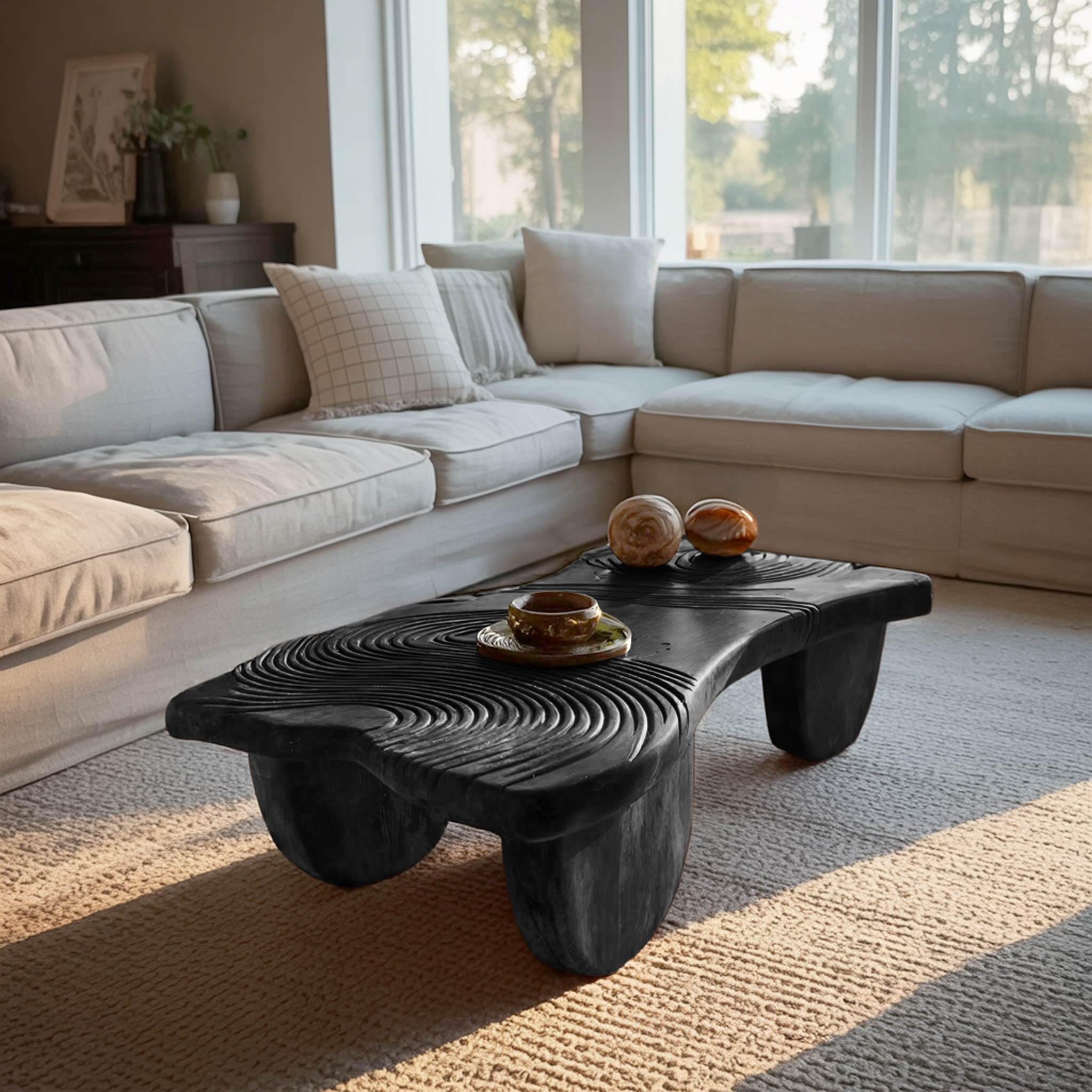 Farmhouse Abstract Solid Wood Coffee Table For Living Room SILDTTRCF053