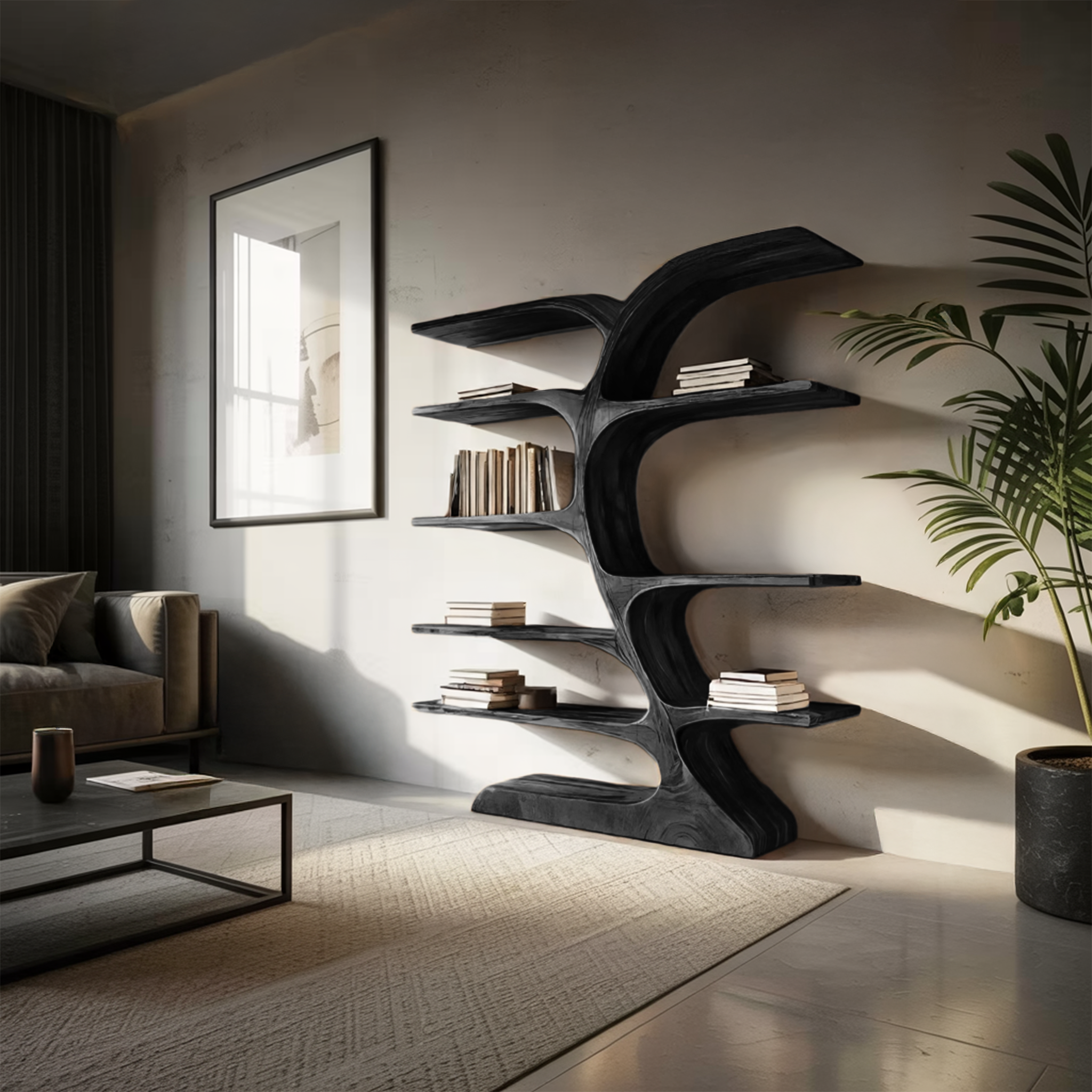 Organic Curved Bookshelf For Open Space RTTHTTBS051