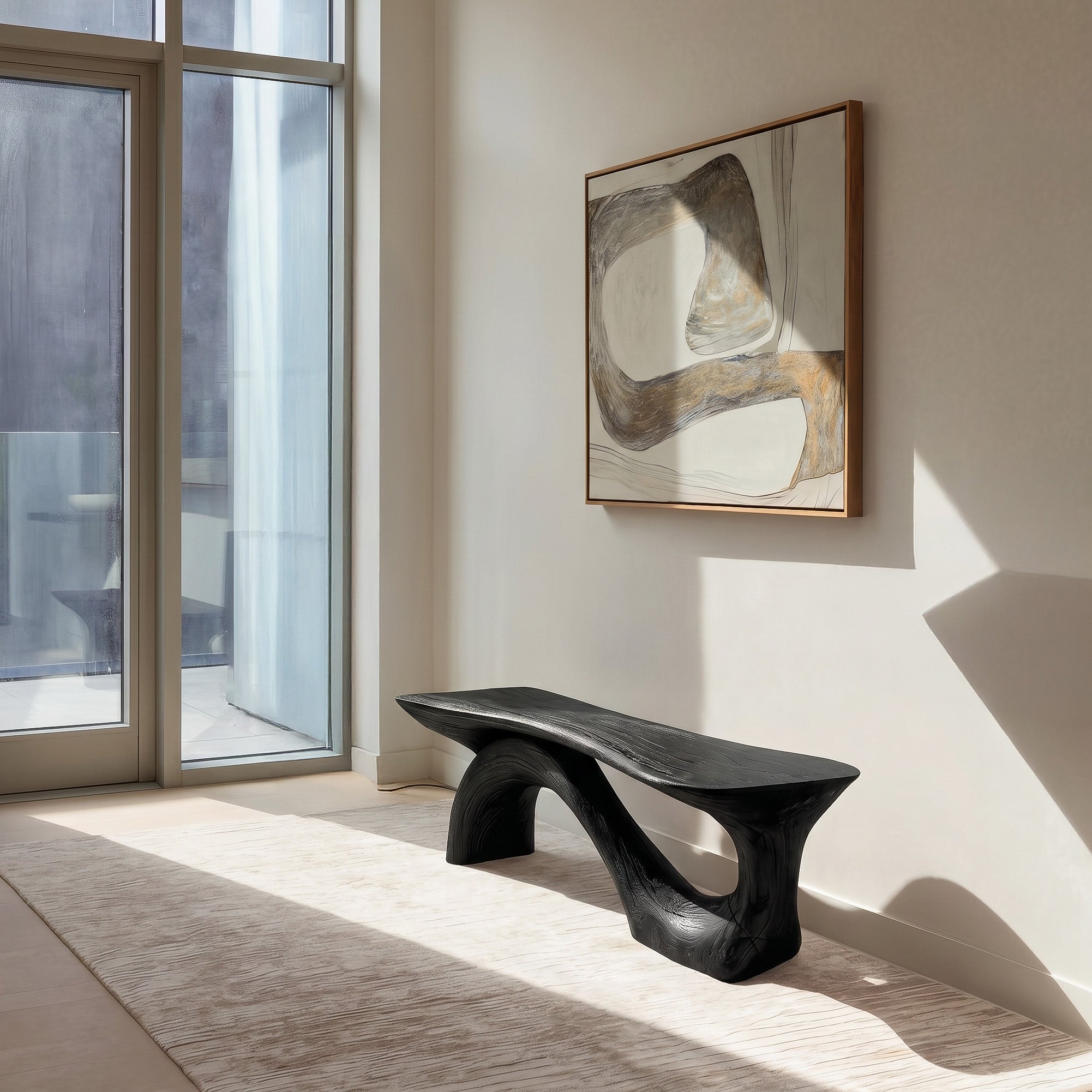 Modern Sculptural Bench With Organic Design For Living Room SITHHNCHR044