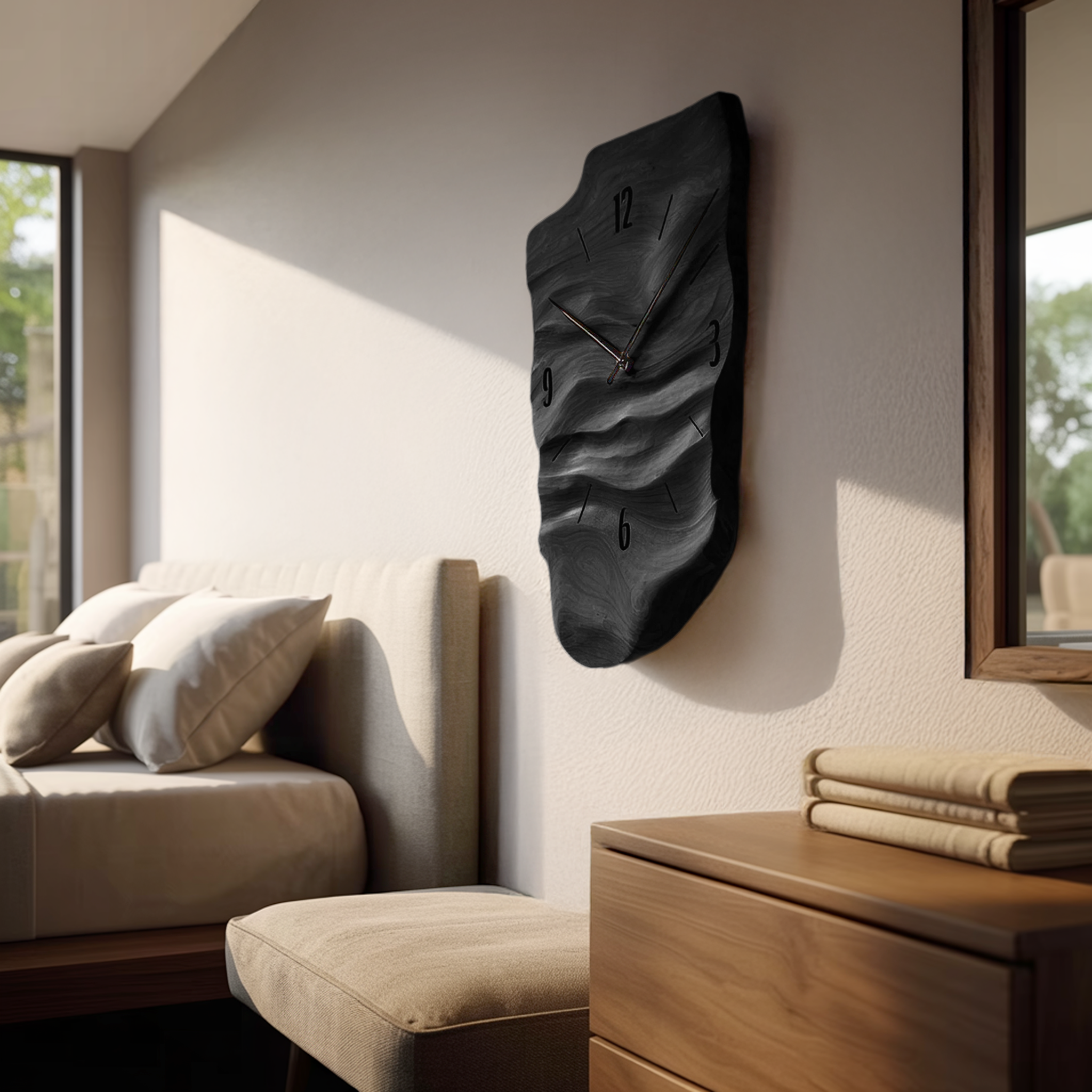 Modern Wall Clock Carved Design For Living Room Space RTTHHNWAC004