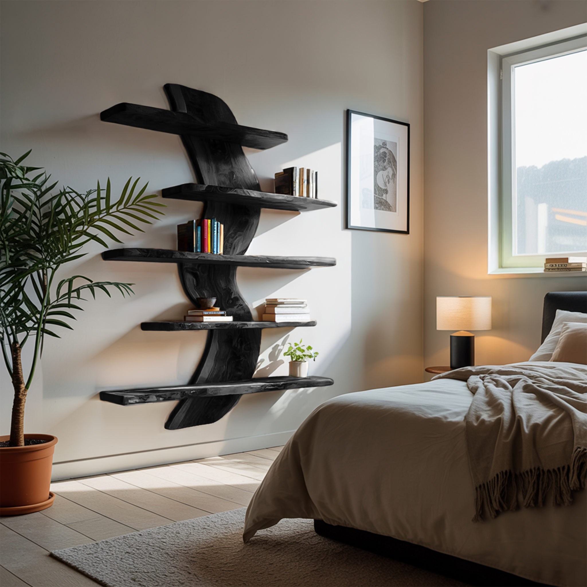 Sculptural Wall Mounted Bookshelf For Modern Living Room RTTHTTBS070