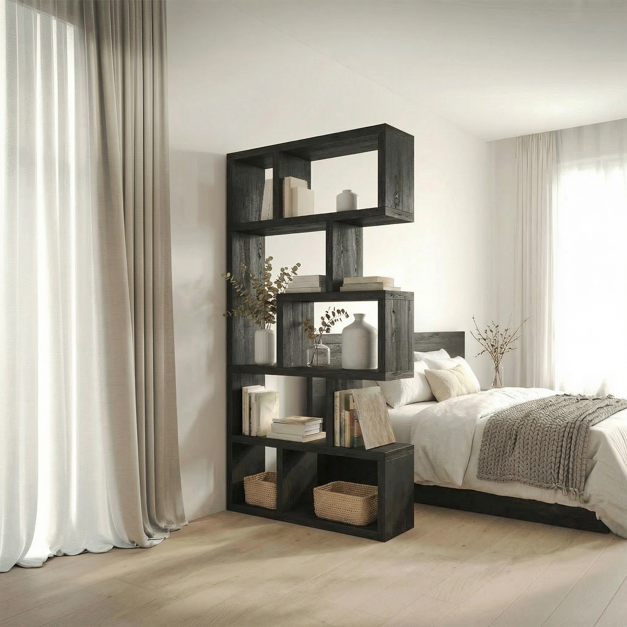 Mid Century Freestanding Room Divider Bookshelf For Bedroom and Reading Room SINLSASC484