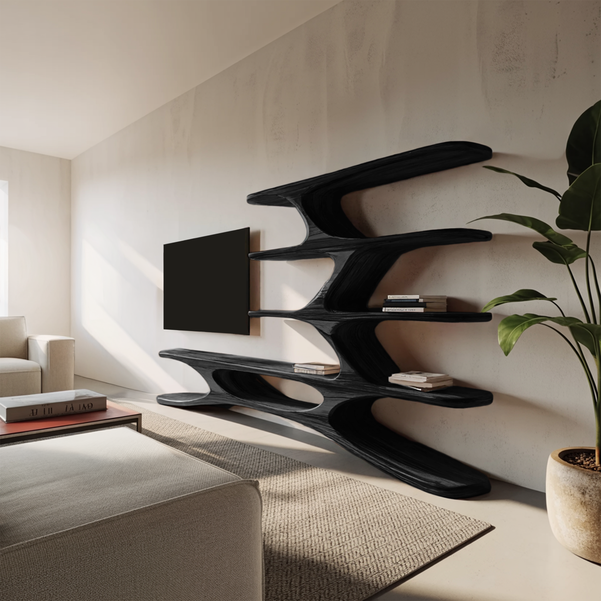 Organic TV Cabinet Branches Design For Contemporary Home Decor RTTHHNTVC068