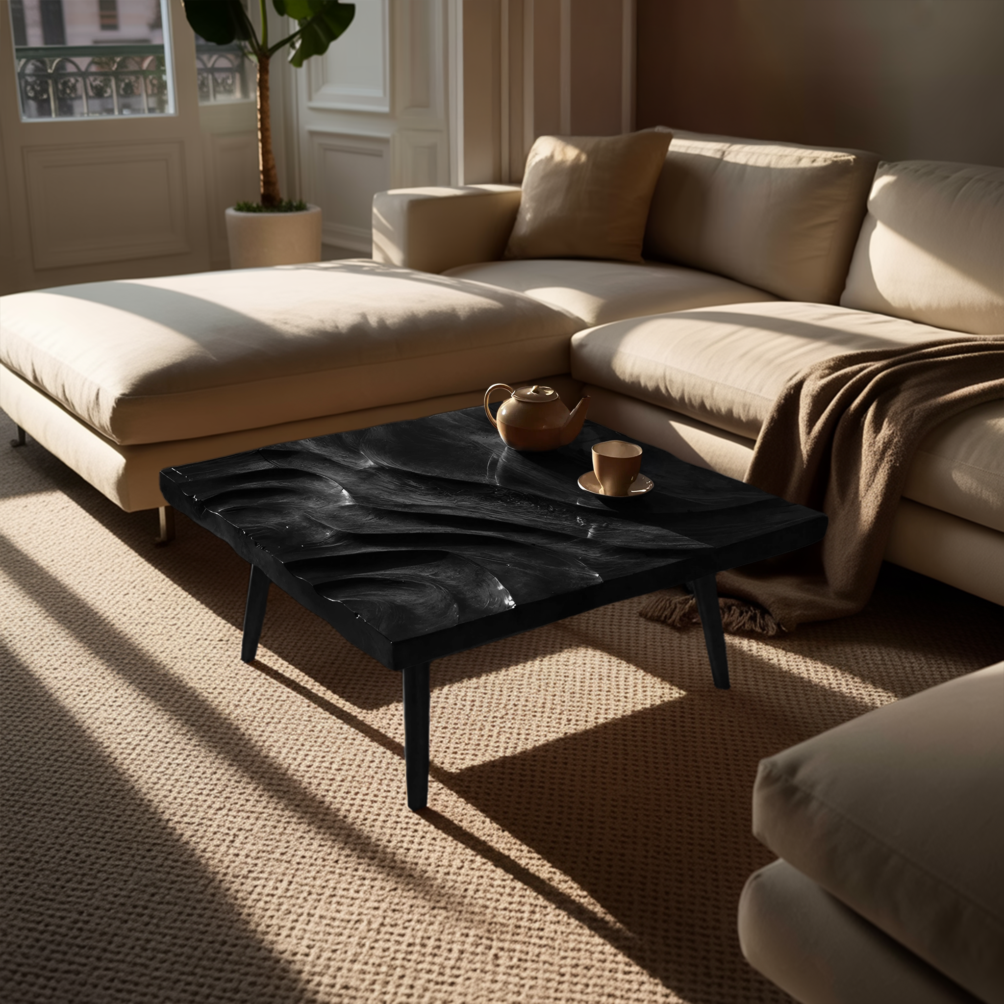 Modern Wooden Abstract Coffee Table For Living Room Decor SILDTTRCF072