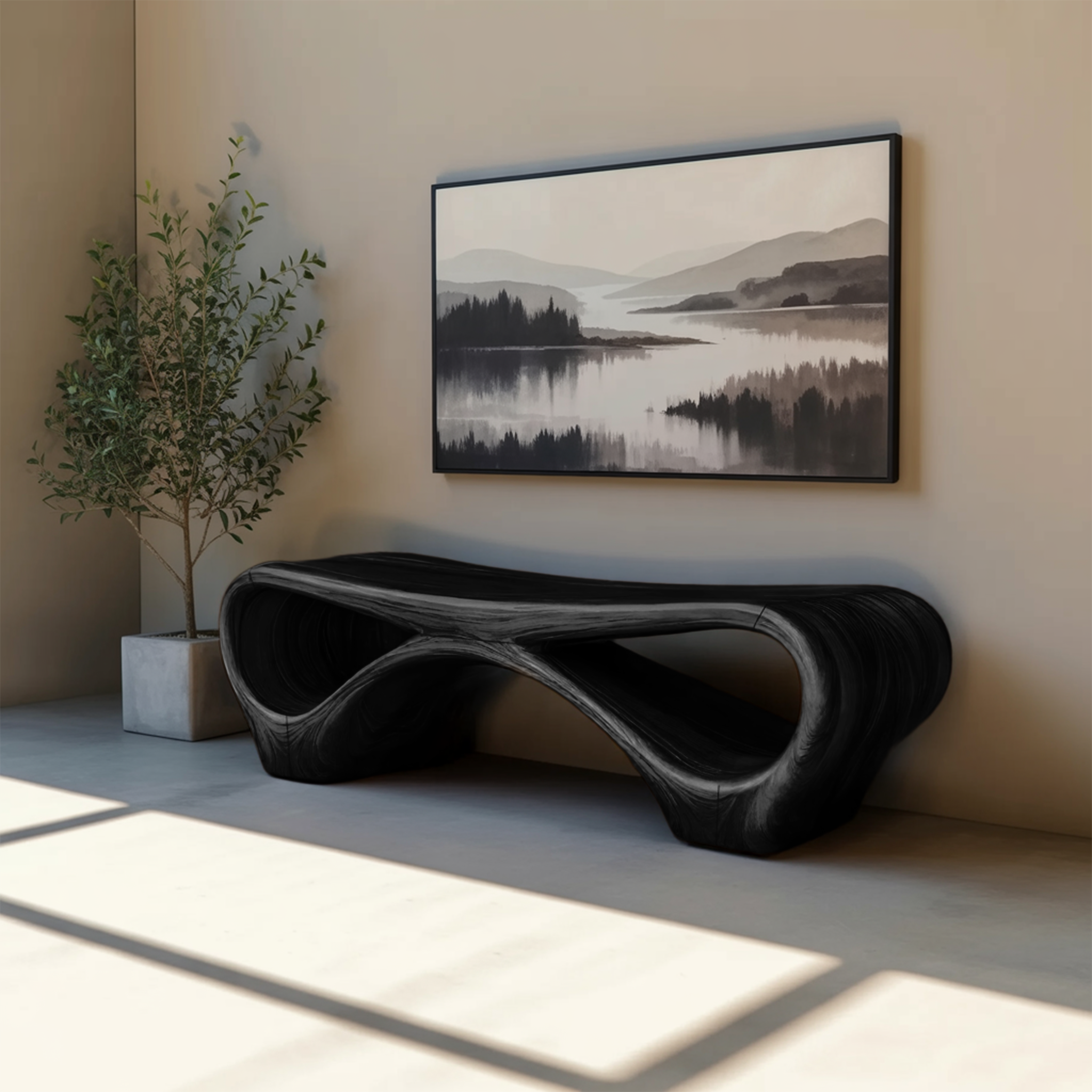 Modern Sculptural Outdoor Bench With Curved Design For Garden SITHTTGDB006