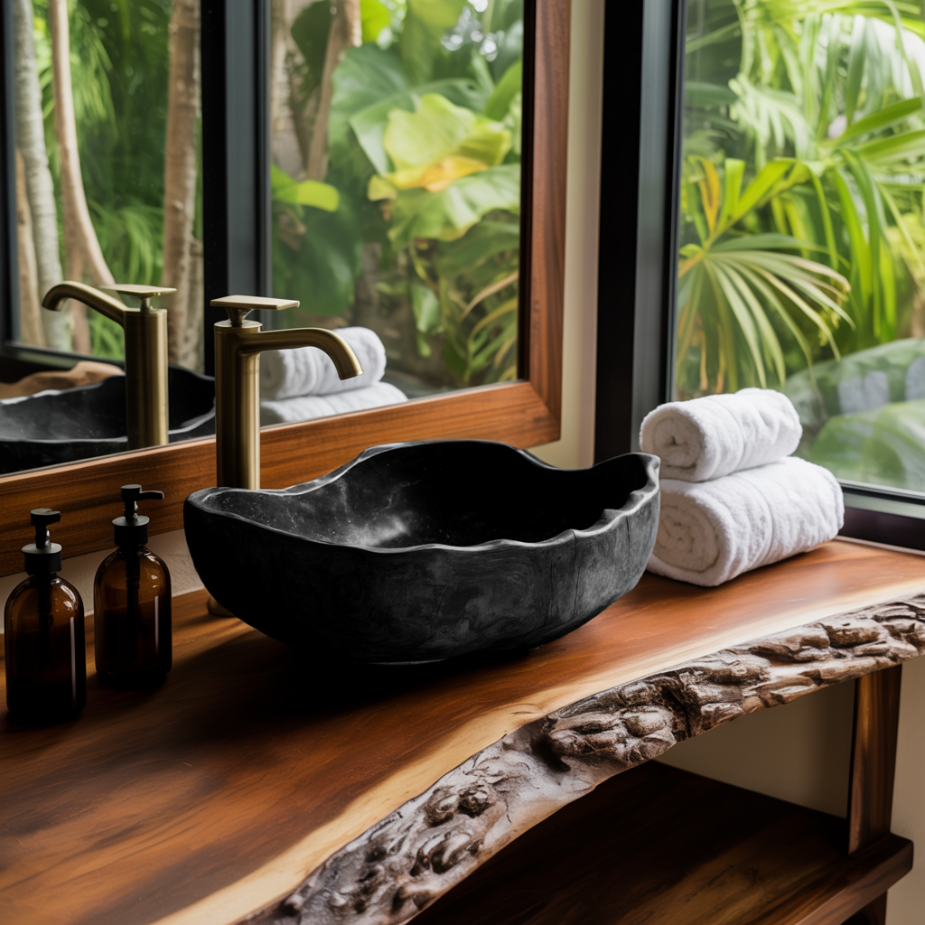 Solid Wood Sink Mid Century Look For Bathroom Interior SILDTTRVS012