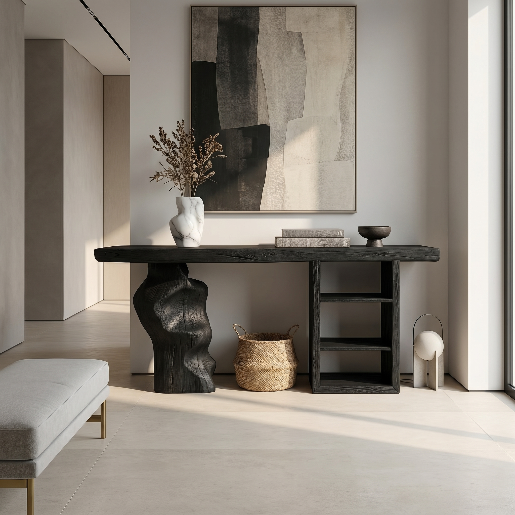 Japandi Organic Modern Console Table Living Room And Entryway SINLSACS430