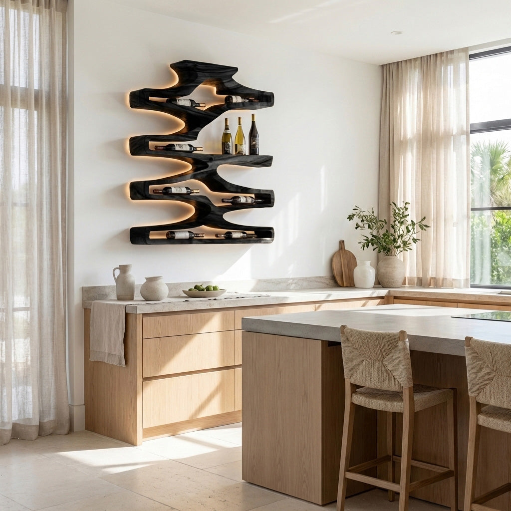Contemporary Wall Wine Storage Natural Wood For Dining Room RTTHHNWH002