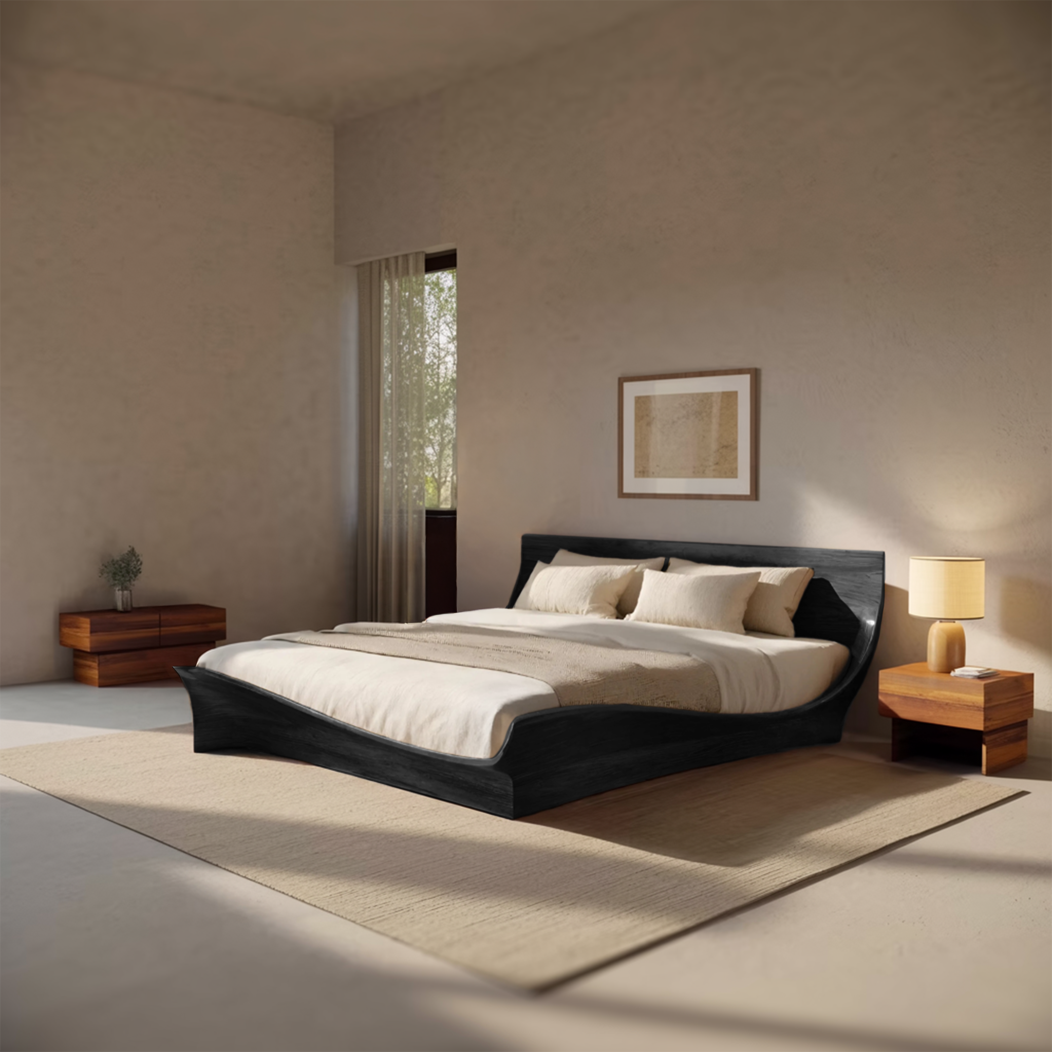 Handcrafted Bed Frame And Headboard For Modern Bedroom RTTHHNWO004