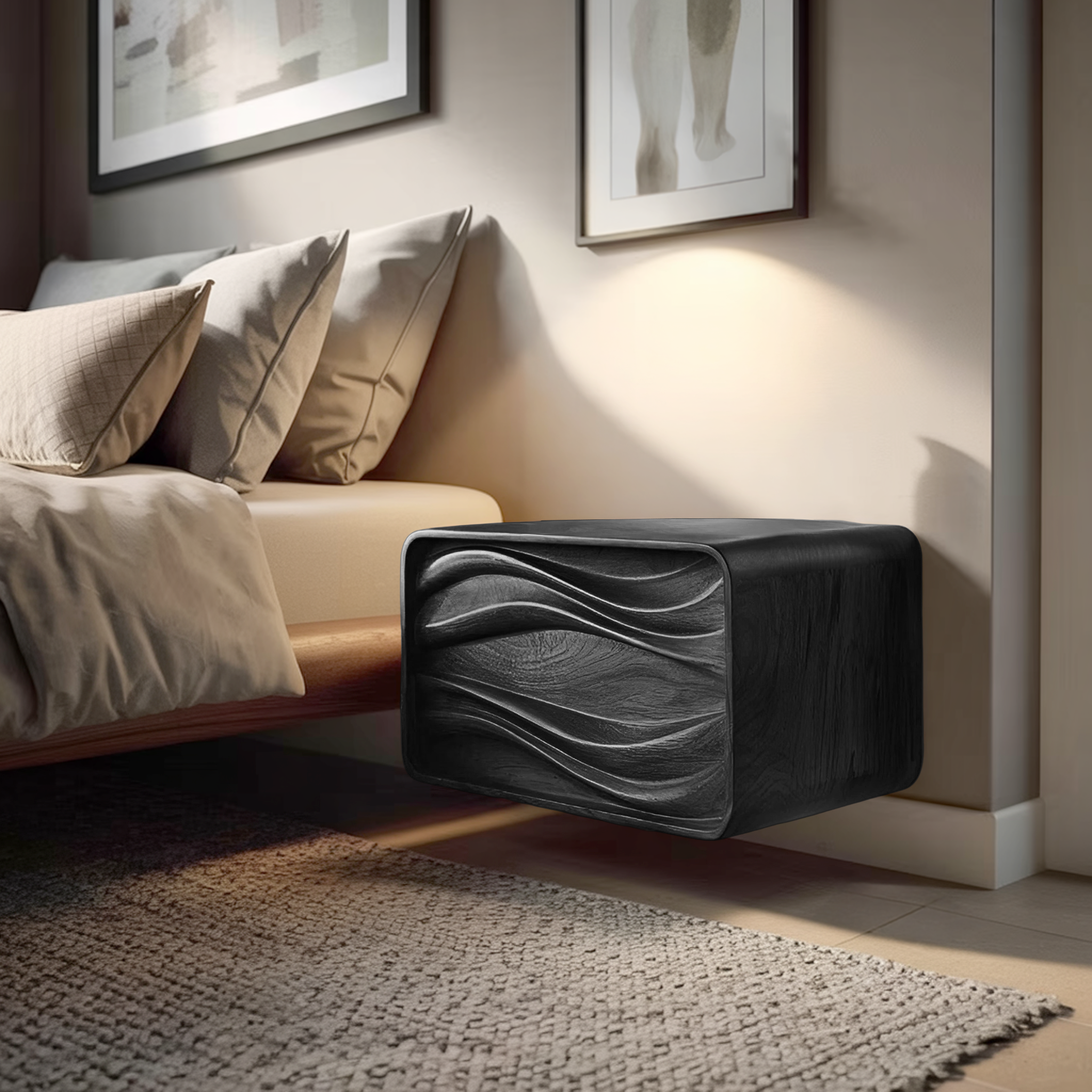 Organic Sculptural Floating Bedside Table For Bedroom Decor RTTHHNNS012