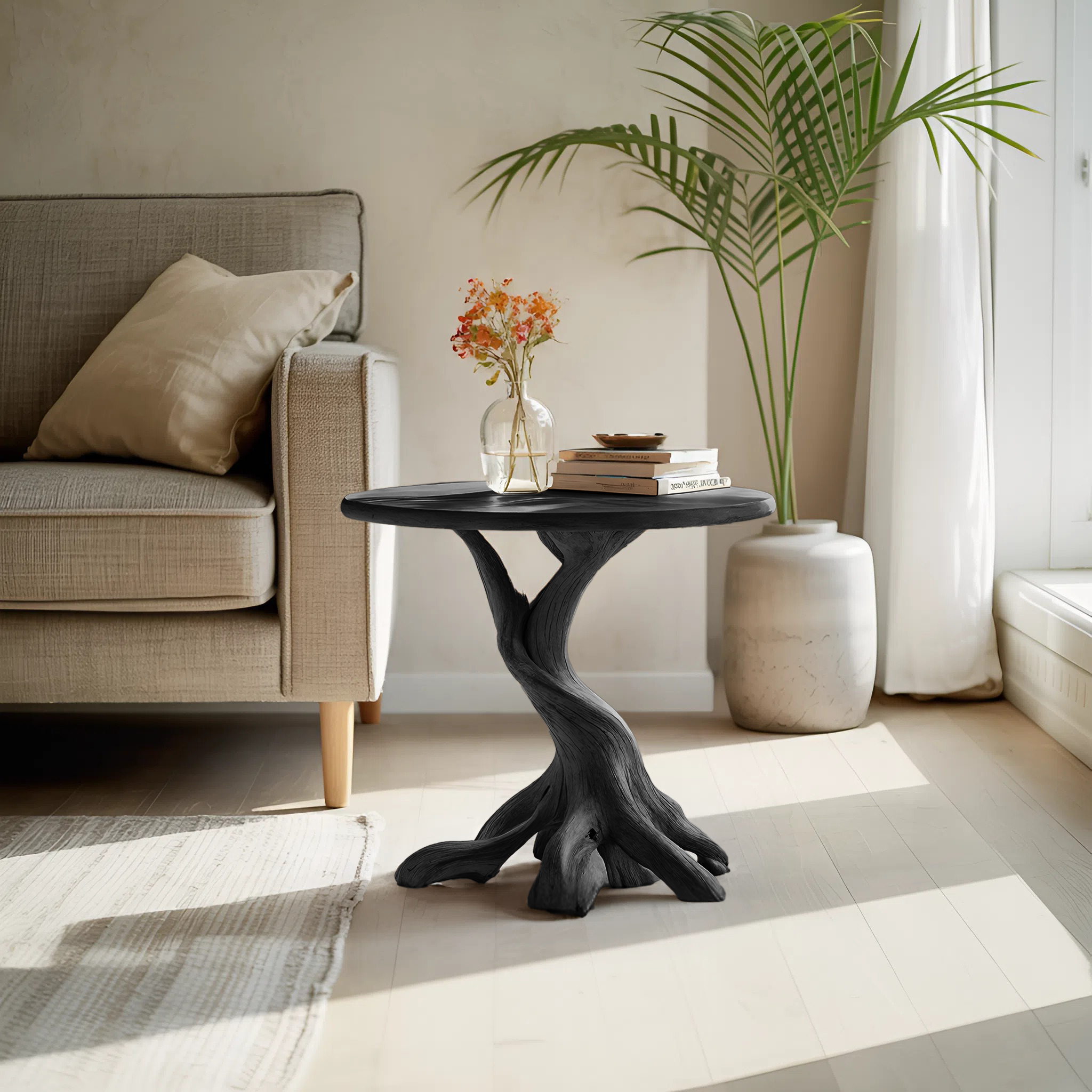 Rustic Solid Wood End Table For Living Room Stylish Wall Display SILDTTREN008