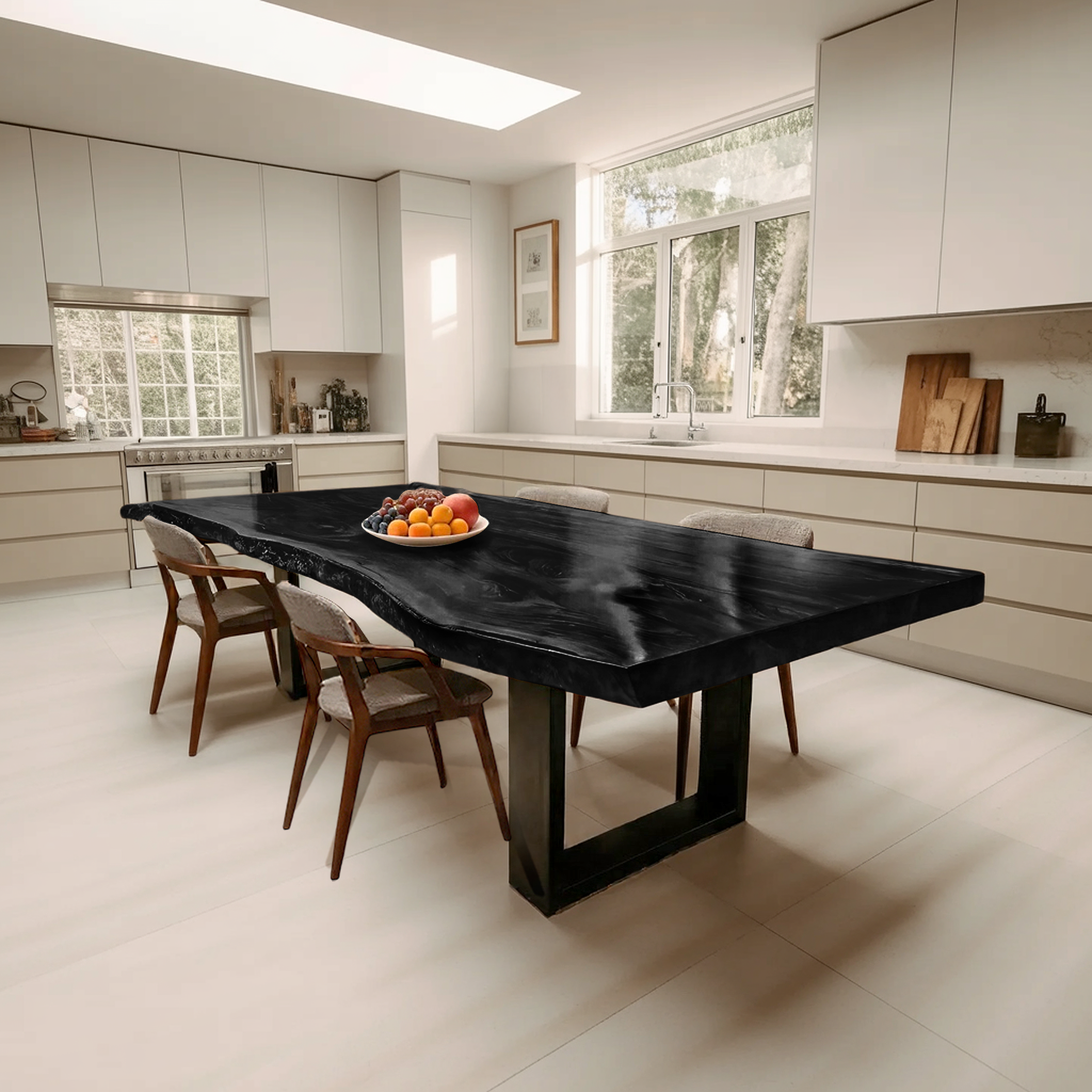 Furniture Decor Modern Solid Wood Dining Table Sleek Edge SILDTTRDN032