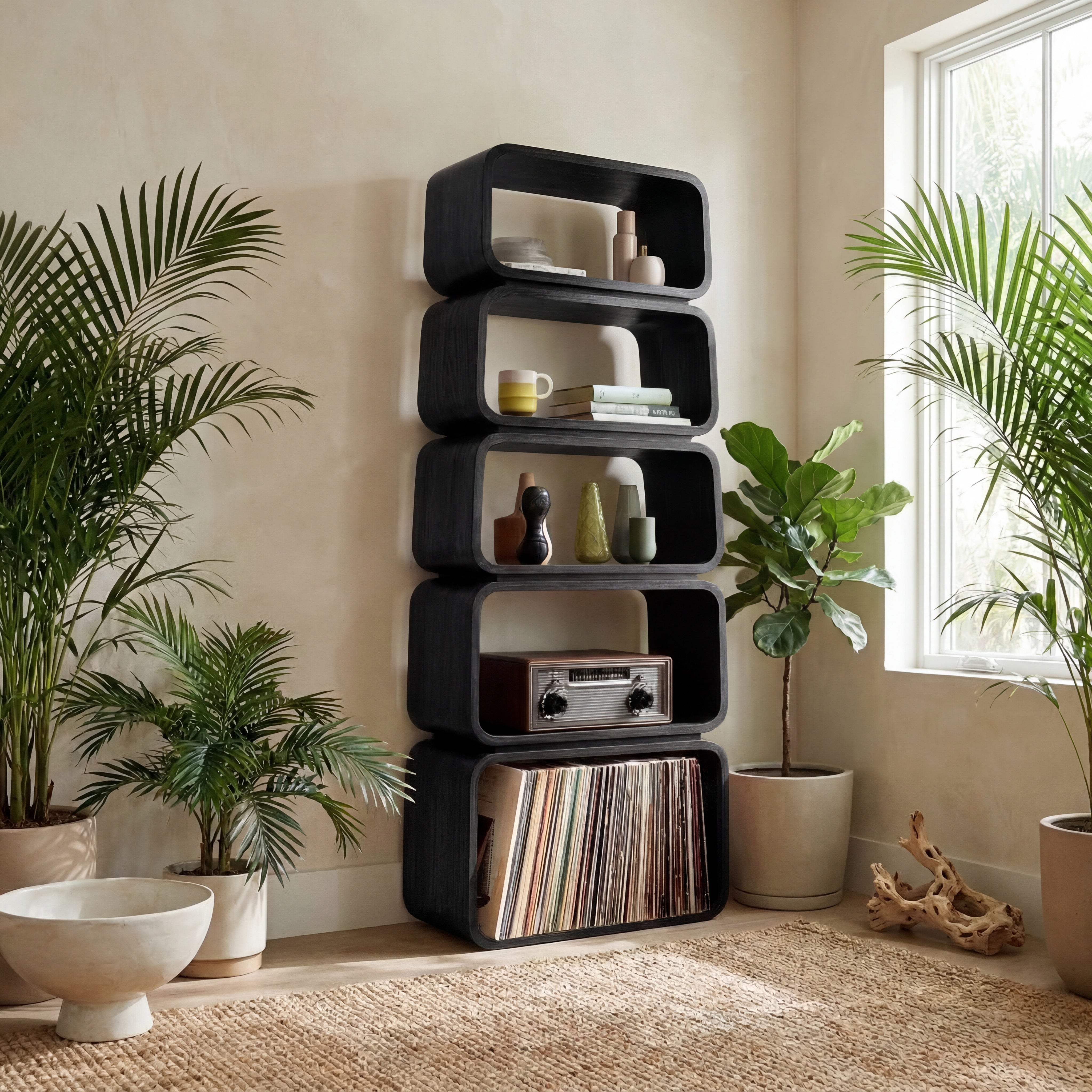 Mid Century Wooden Standing Shelf For Living Room Display RTTHHNSS008