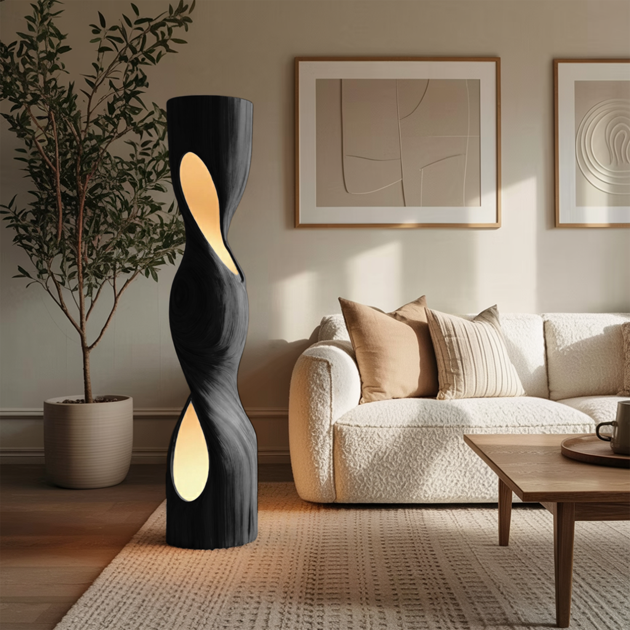 Organic Sculptural Twisted Floor Lamp For Living Room Or Bedroom SITHHNLAM030