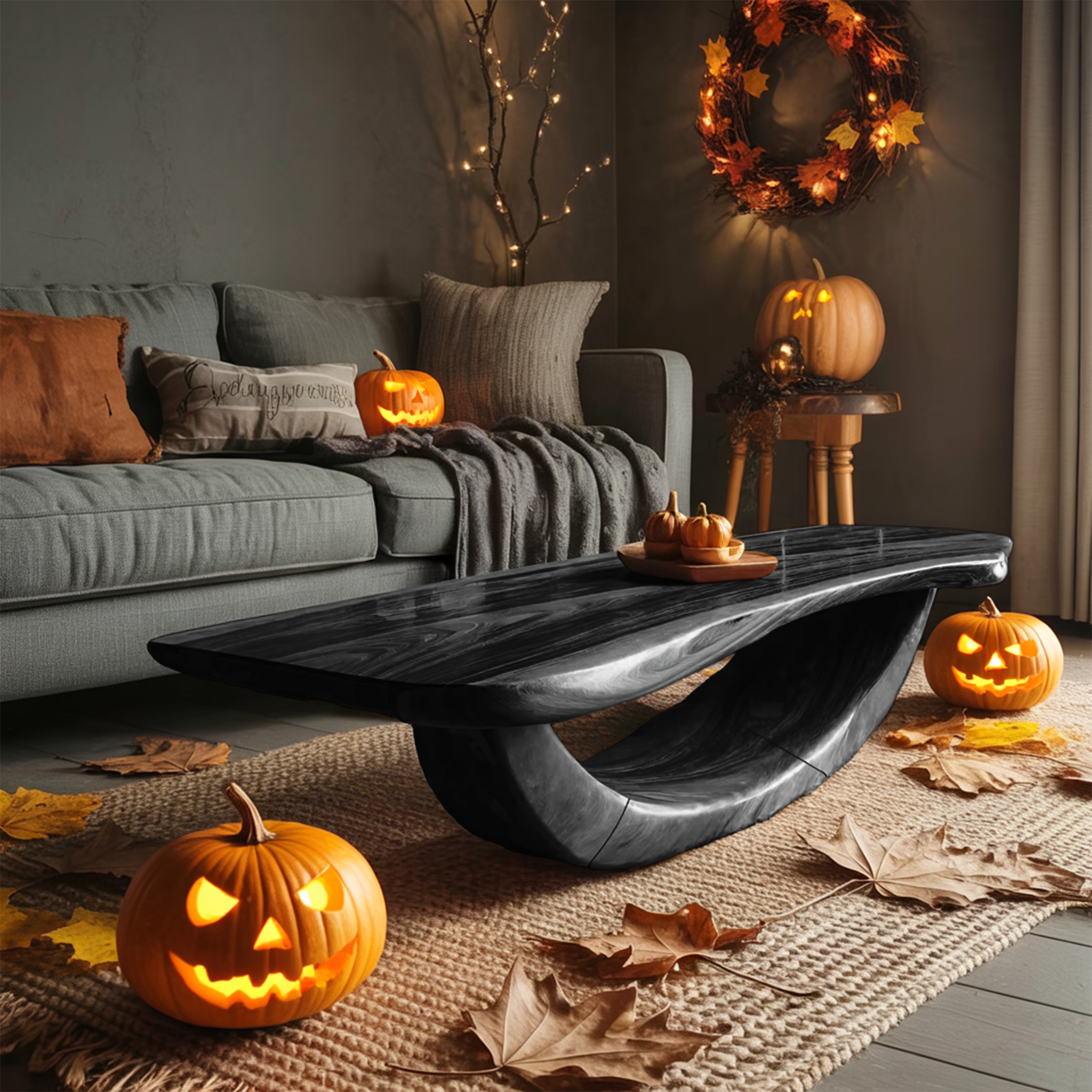 Farmhouse Wooden Live Edge Coffee Table Livingroom Decor Haunted Look SILDTTNHCF027