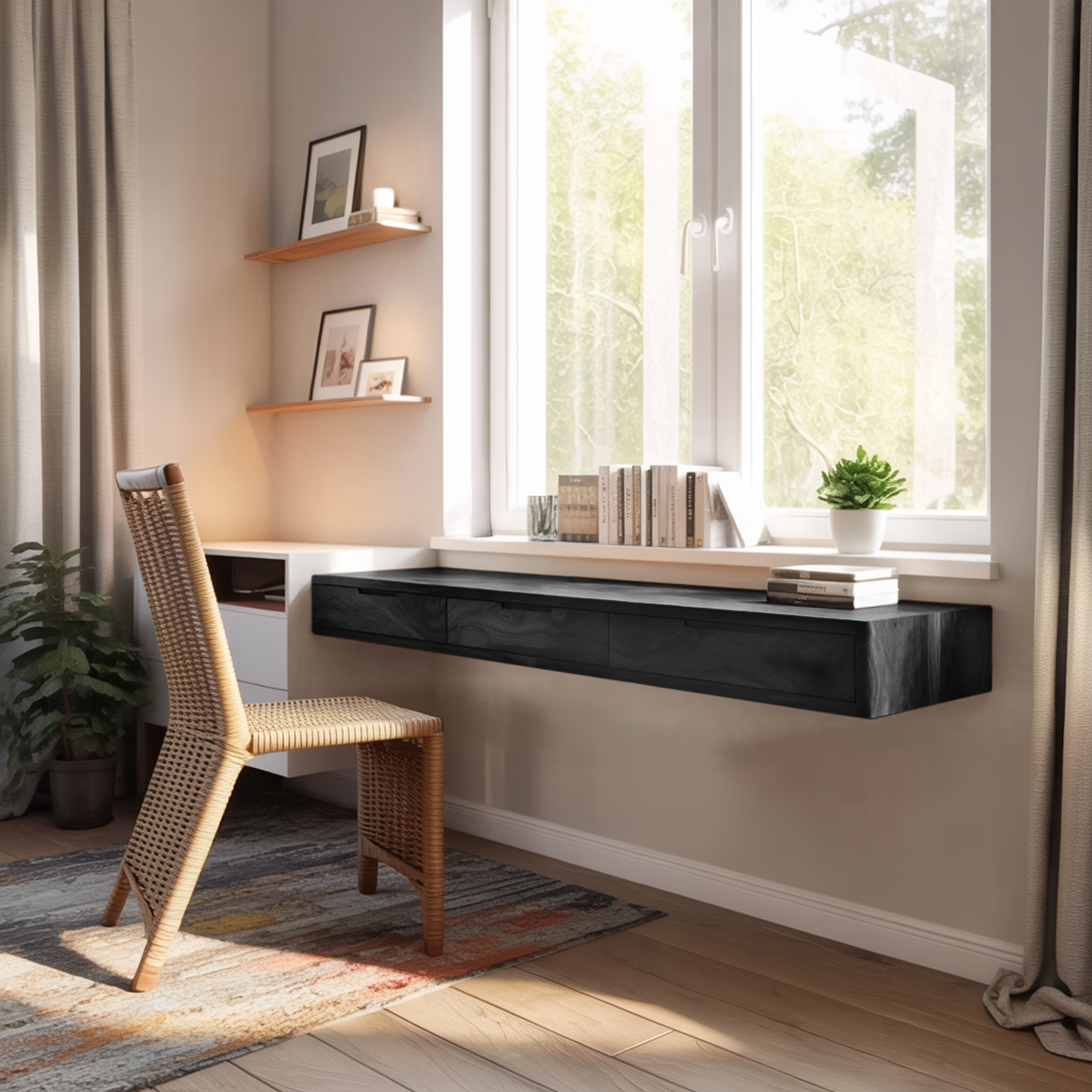 Modern Floating Desk With Drawers For Home Office SITHHNFLD013
