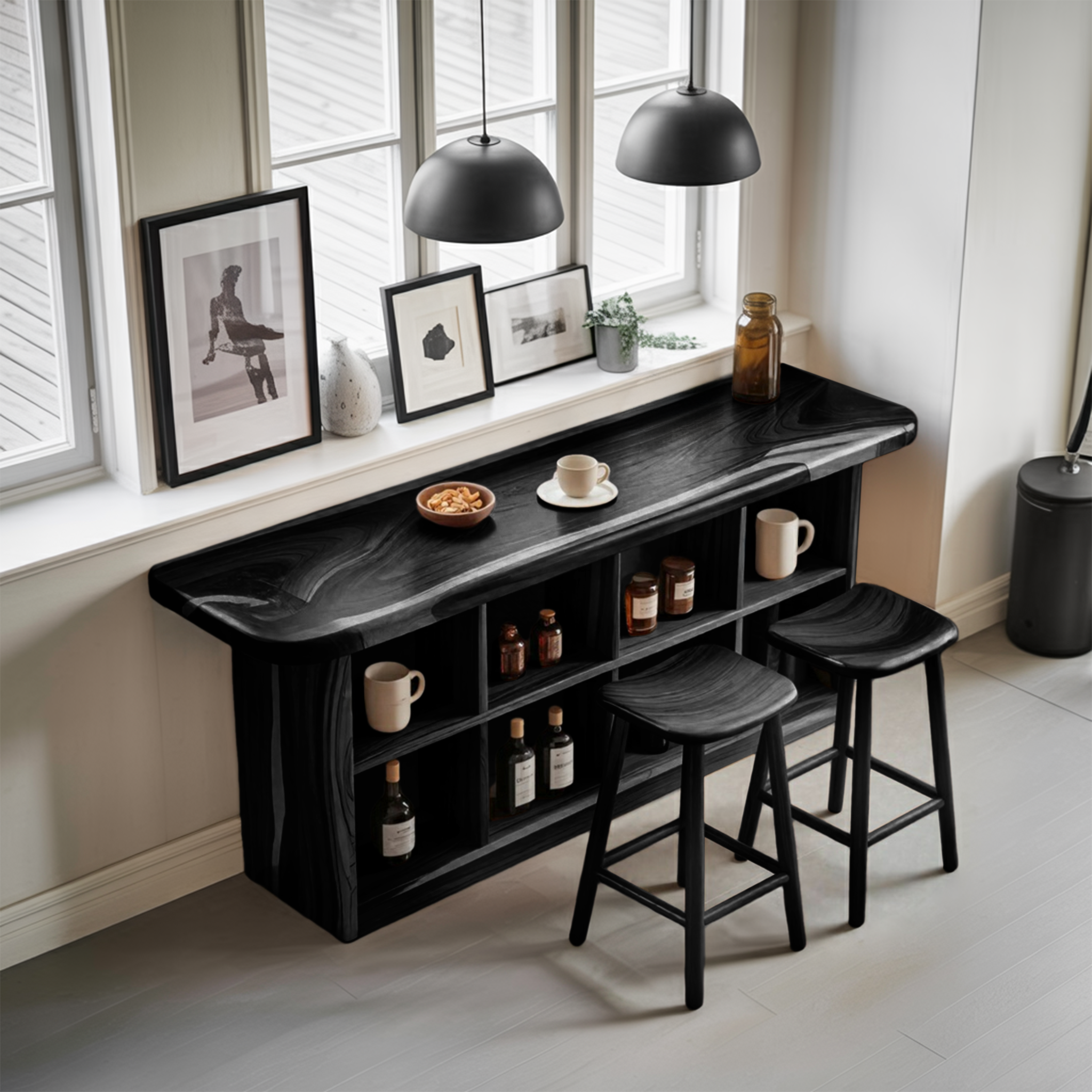 Wooden Bar Table With Storage For Compact Kitchen Or Coffee Bar SITHTTBTA005