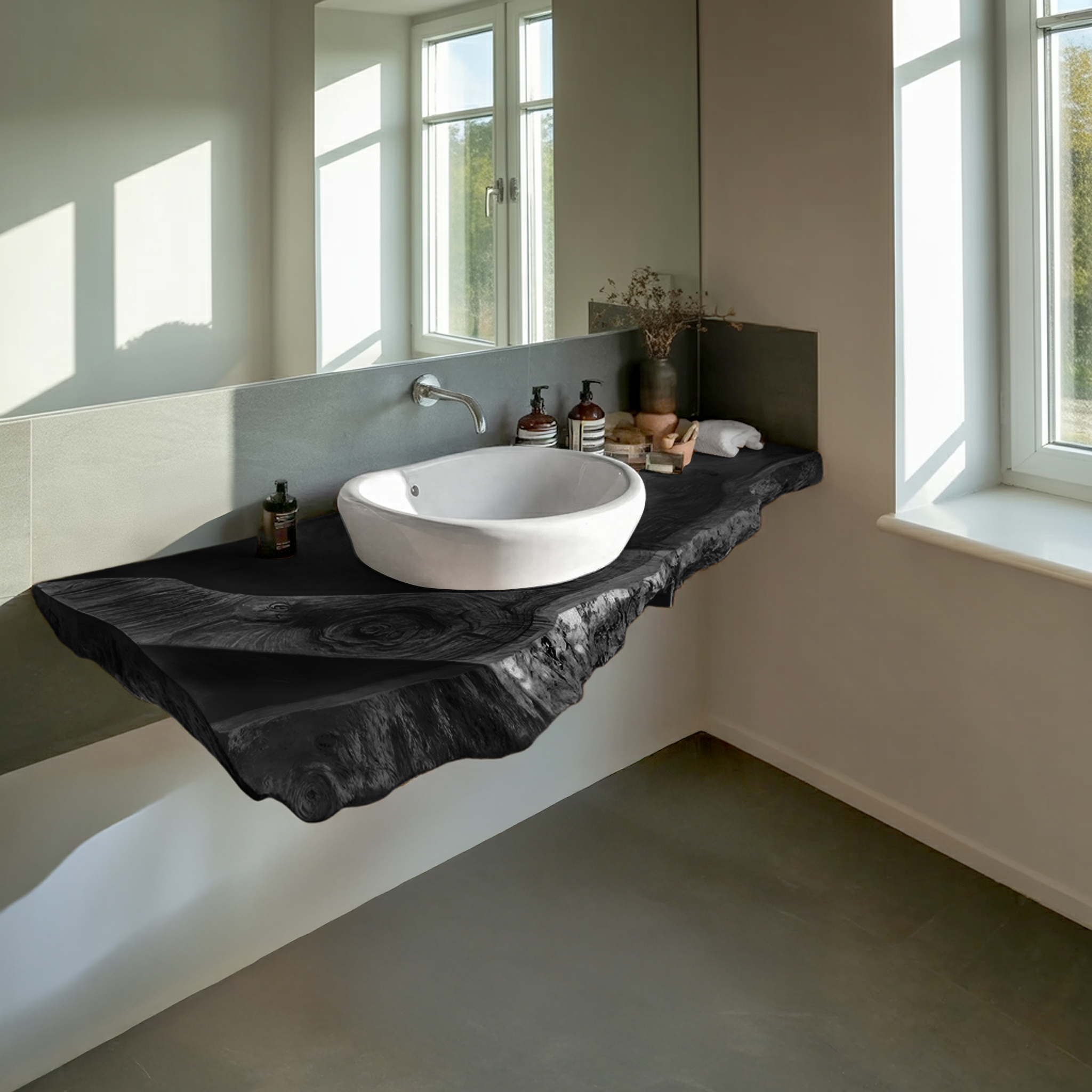 Farmhouse Bathroom Vanity In Solid Wood With Shelf SILDTTRBAS032
