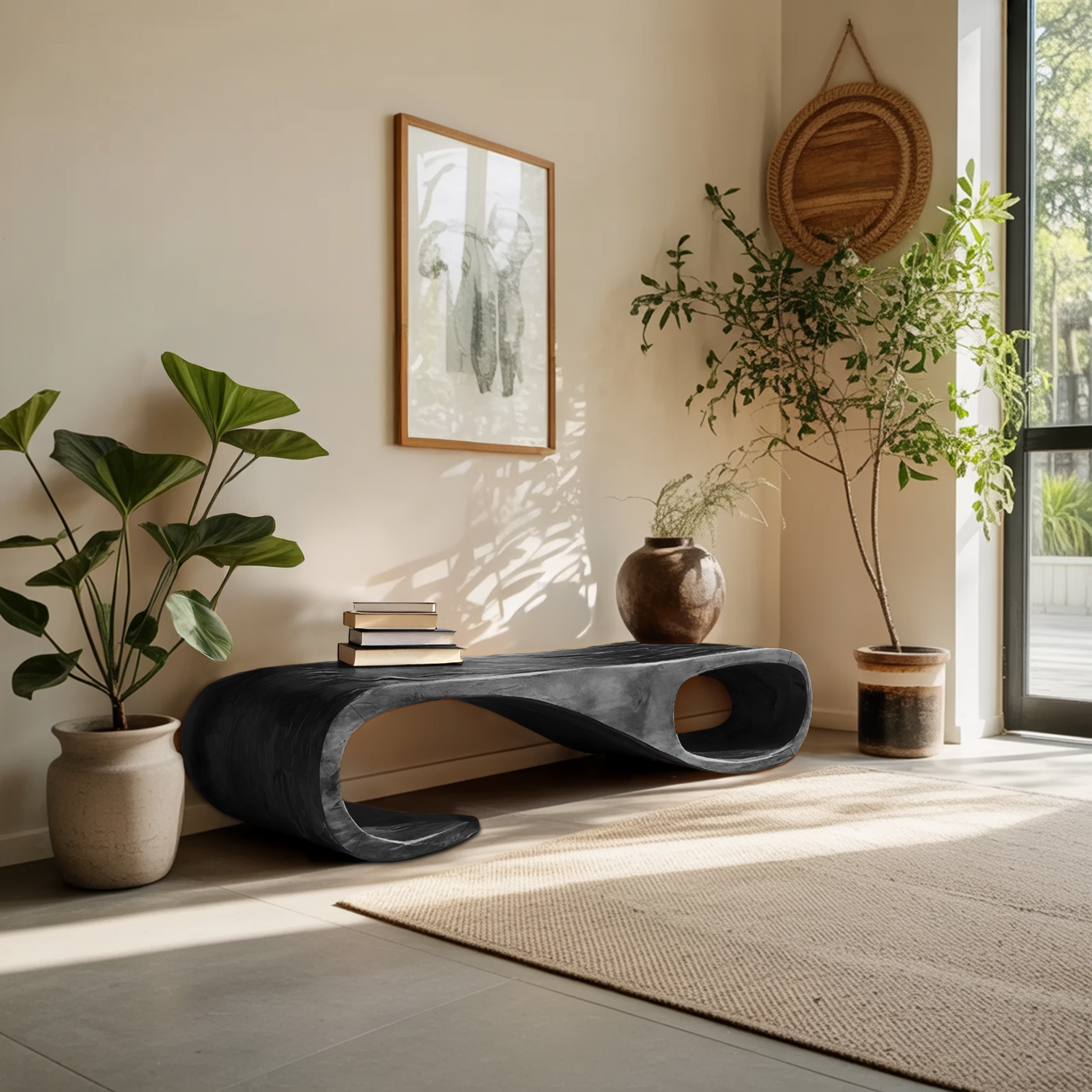 Modern Curved Bench For Entryway Furniture Accent Piece RTTHTTCHR080