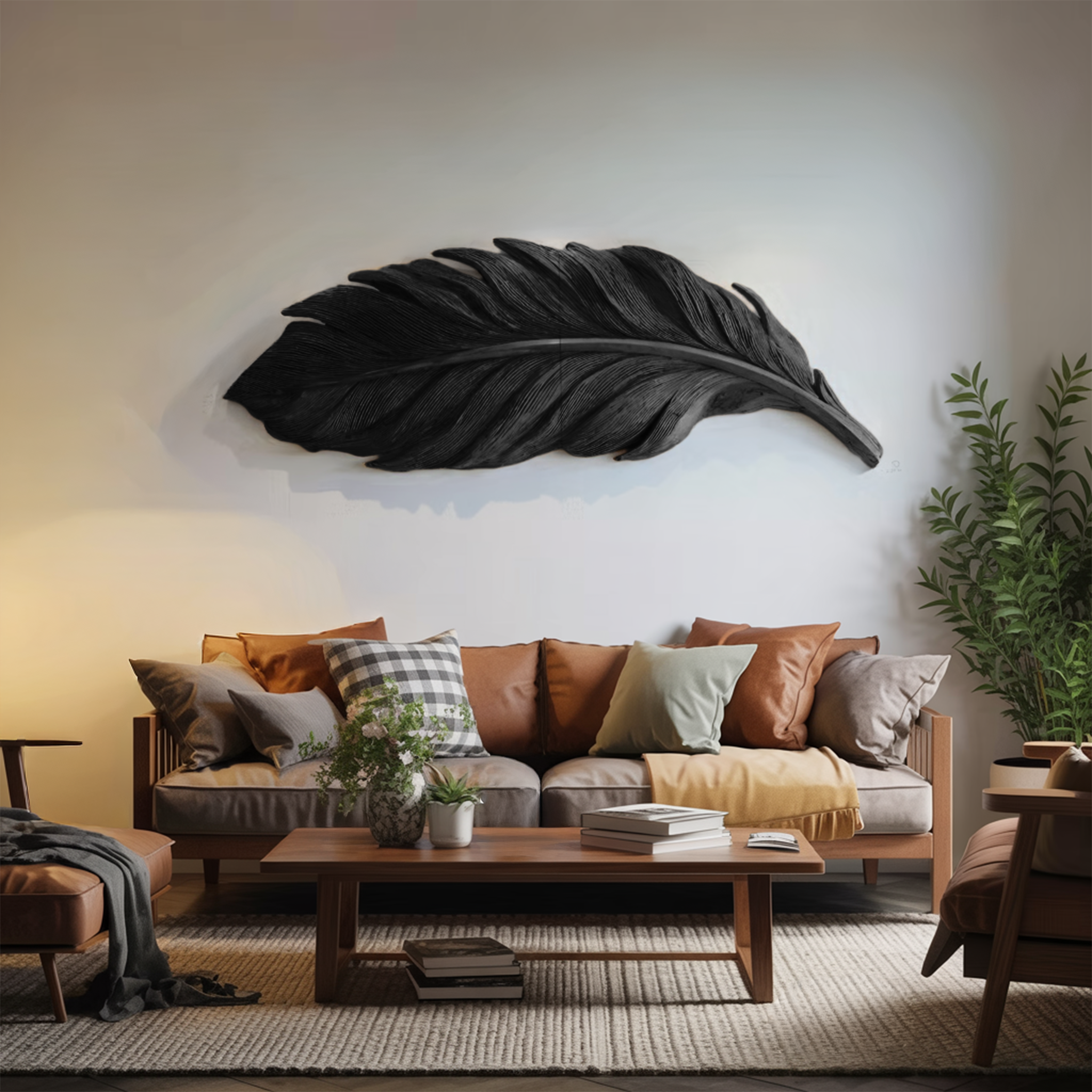 Modern Feather Wall Art For Living Room Decor RTTHHNWA099