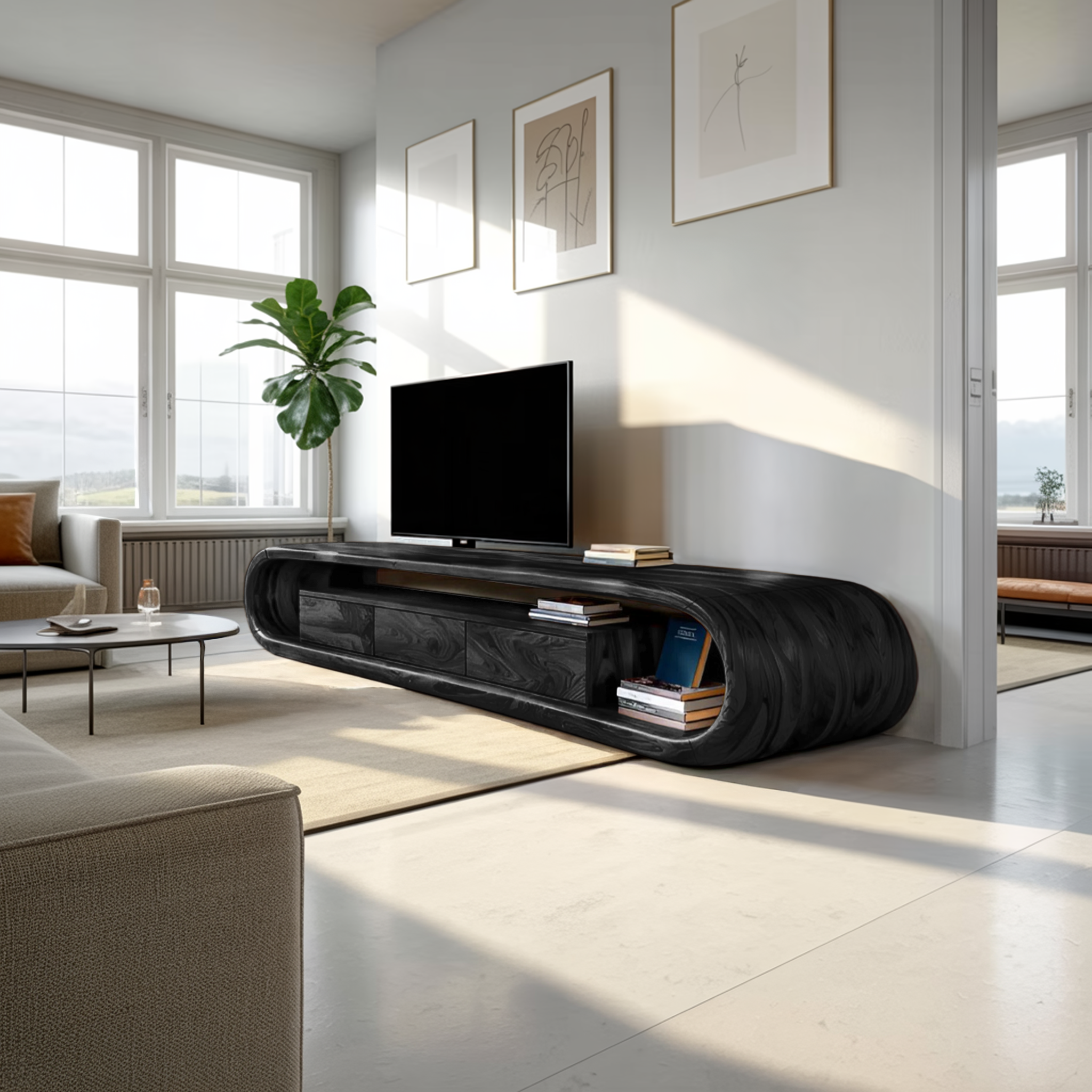 Luxury TV Cabinet With Built In Drawer Storage For Living RTTHTTTVC065