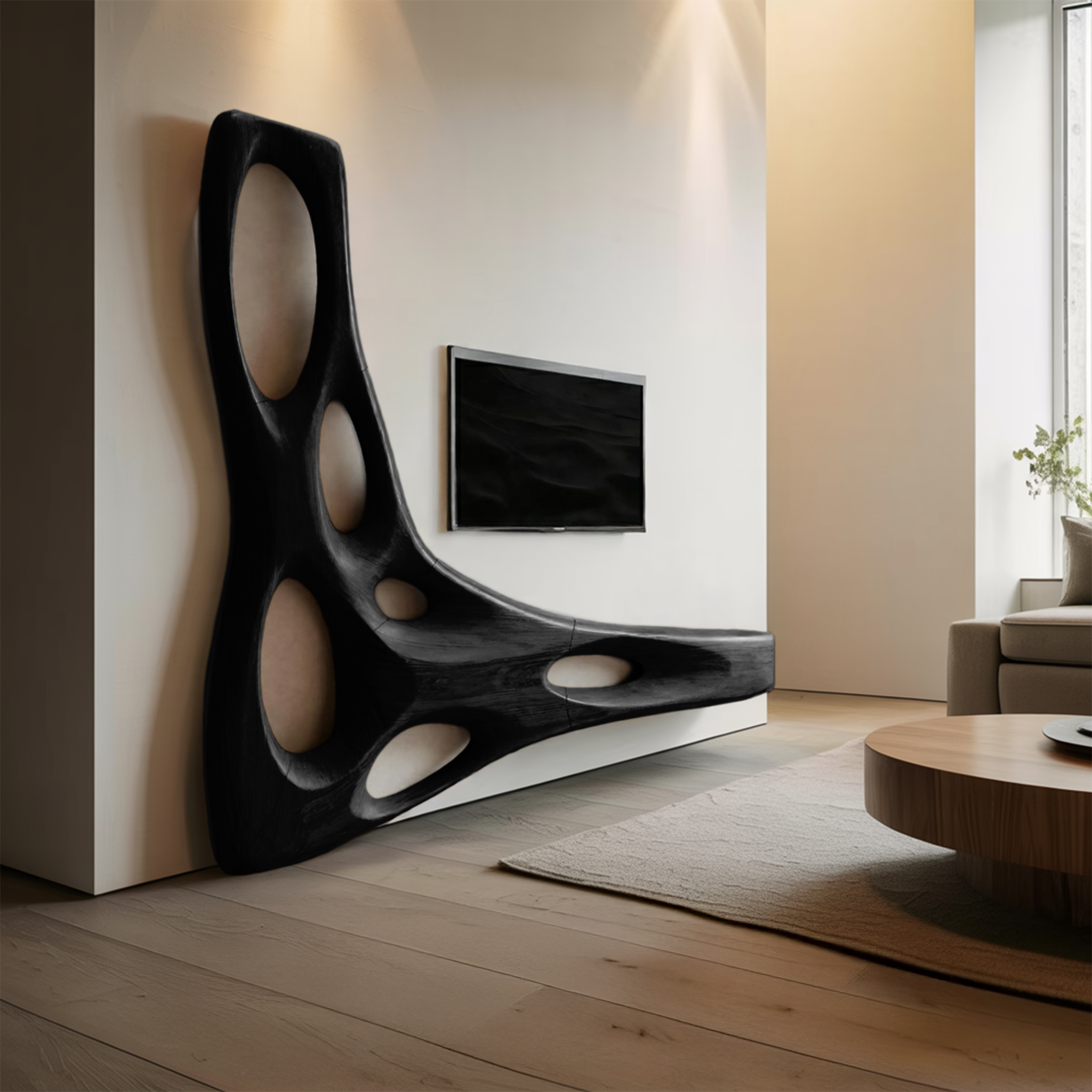 Artistic Organic Wall Mounted Media Console For Living Room SITHHNTVC038