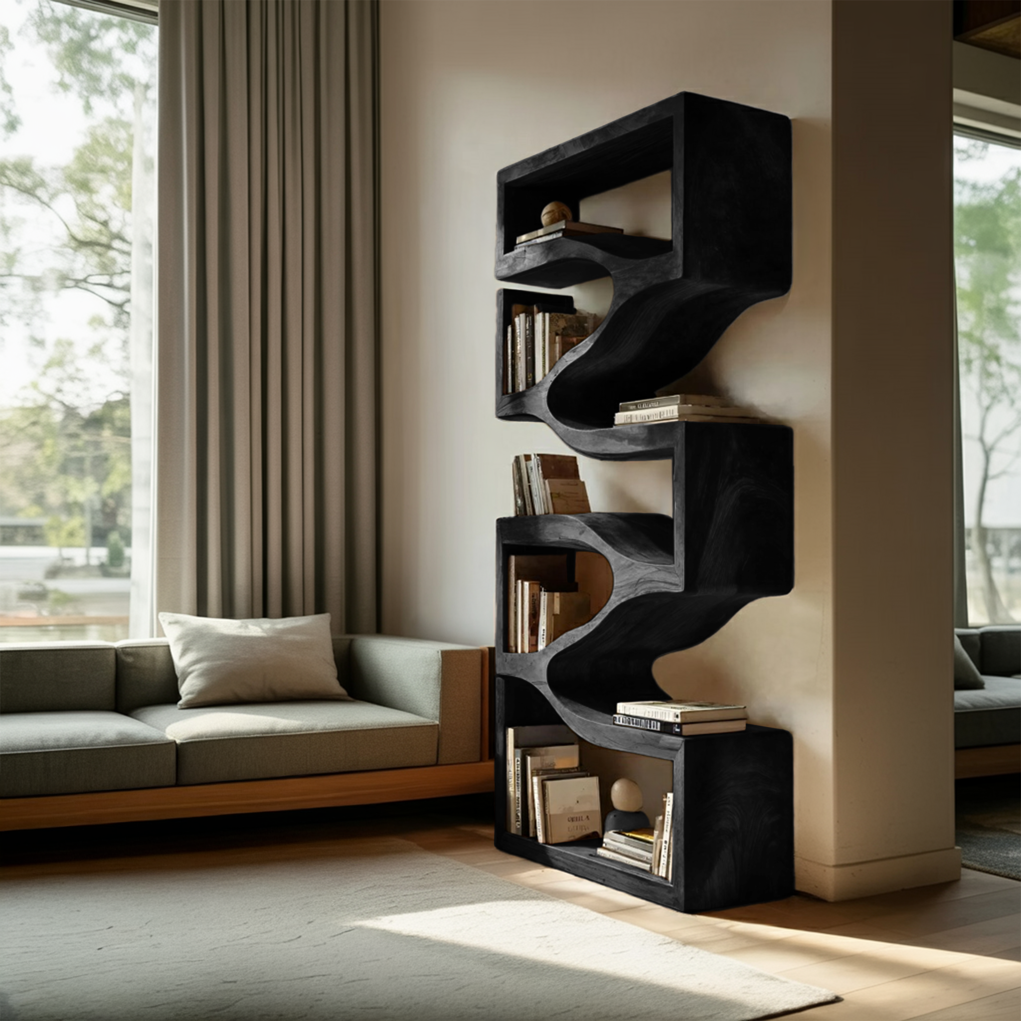 Sculptural Wooden Wall Bookcase For Modern BedRoom RTTHHNBS109