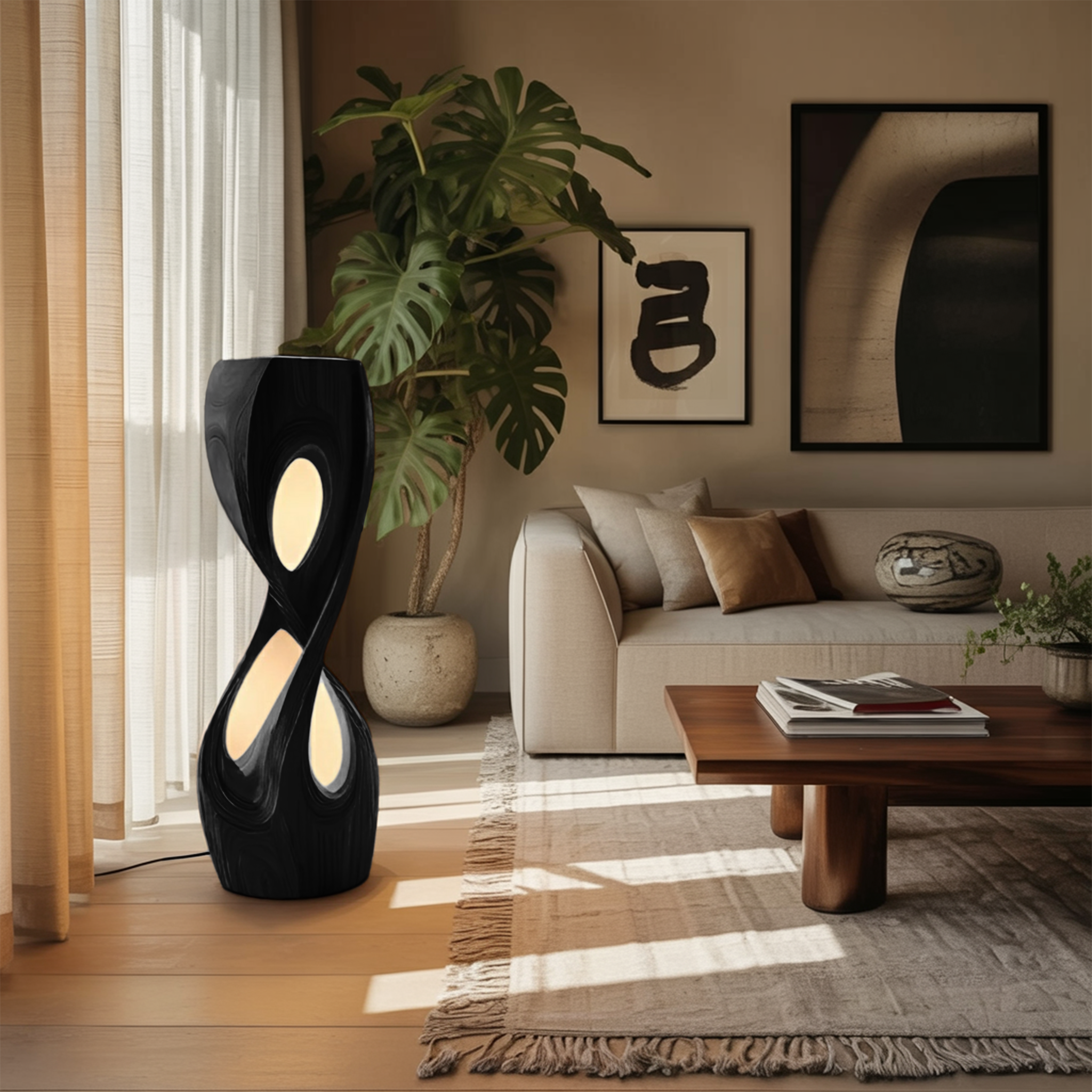 Organic Sculptural Twisted Floor Lamp For Bedroom SITHHNLAM029