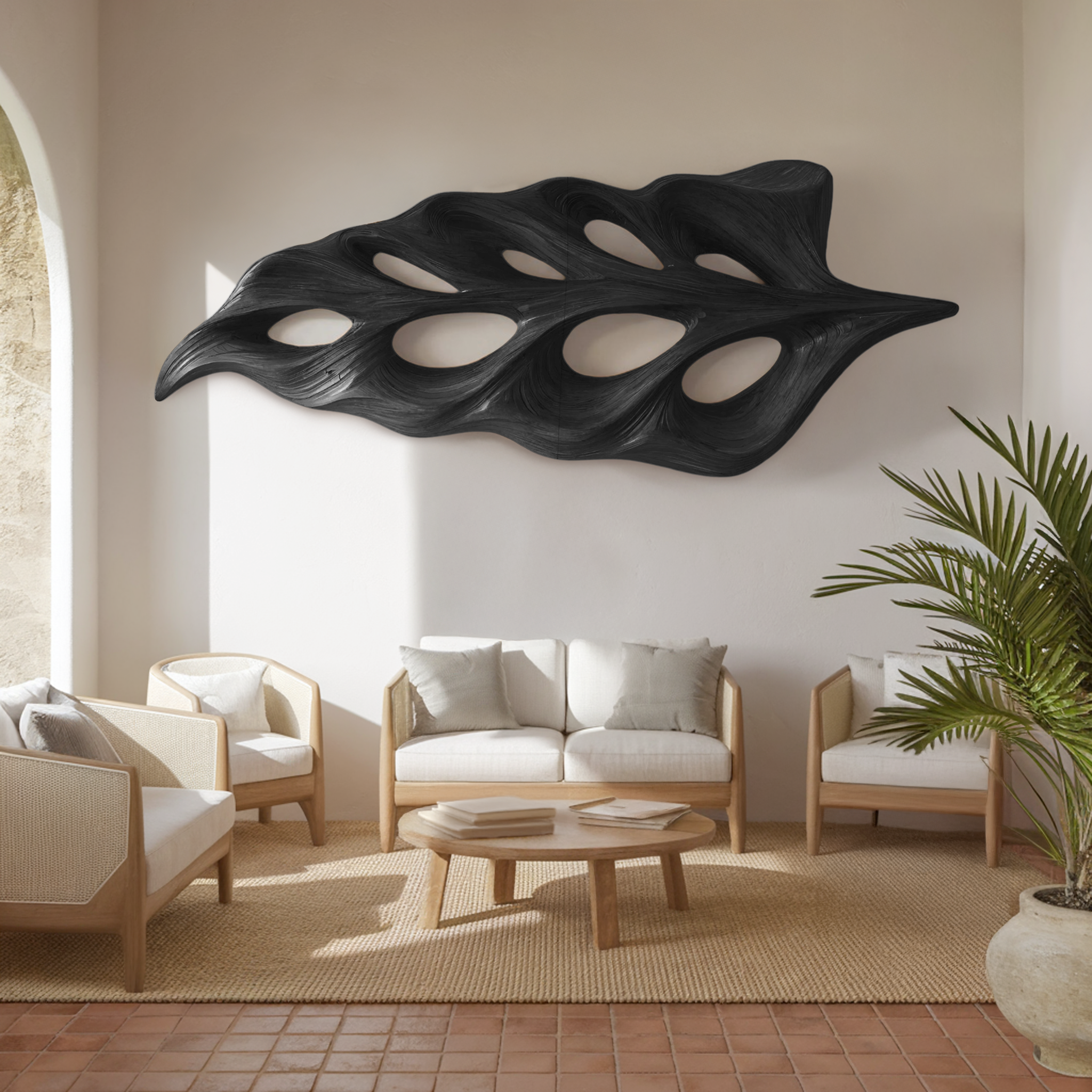 Modern Flowing Leaf Shape Carved For Home RTTHHNWA095