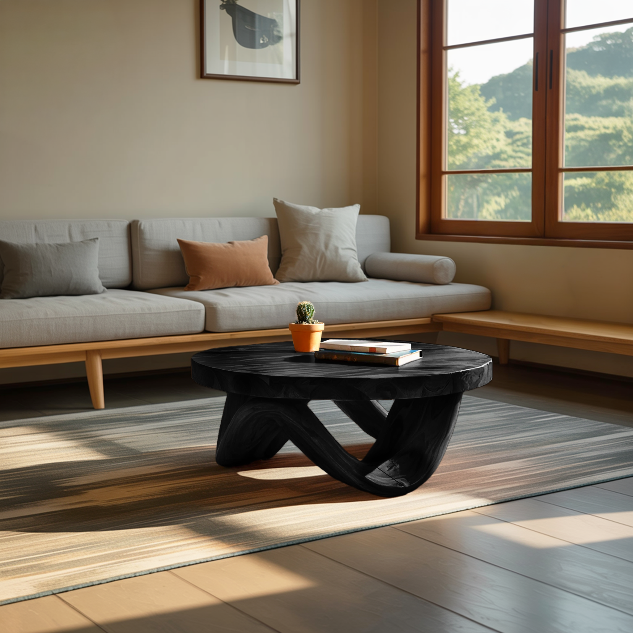 Modern Sculptural Coffee Table With Curved Base For Living RTTHTTCF041