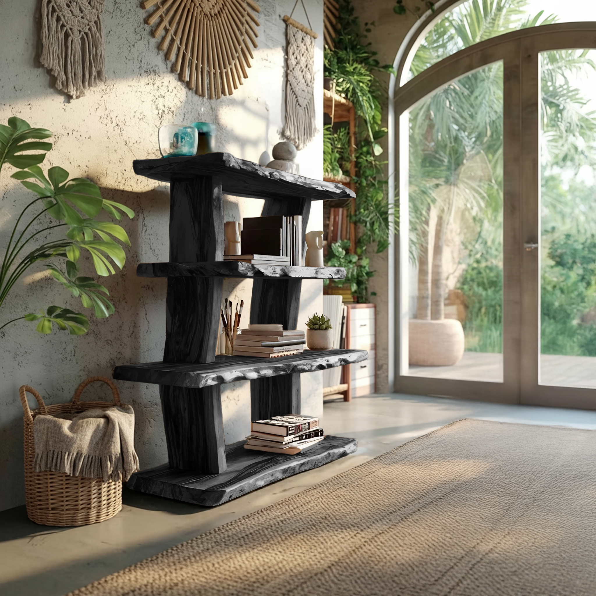 Contemporary Wood Bookshelf For Living Room Storage And Modern Decor SILDTTNFGS007