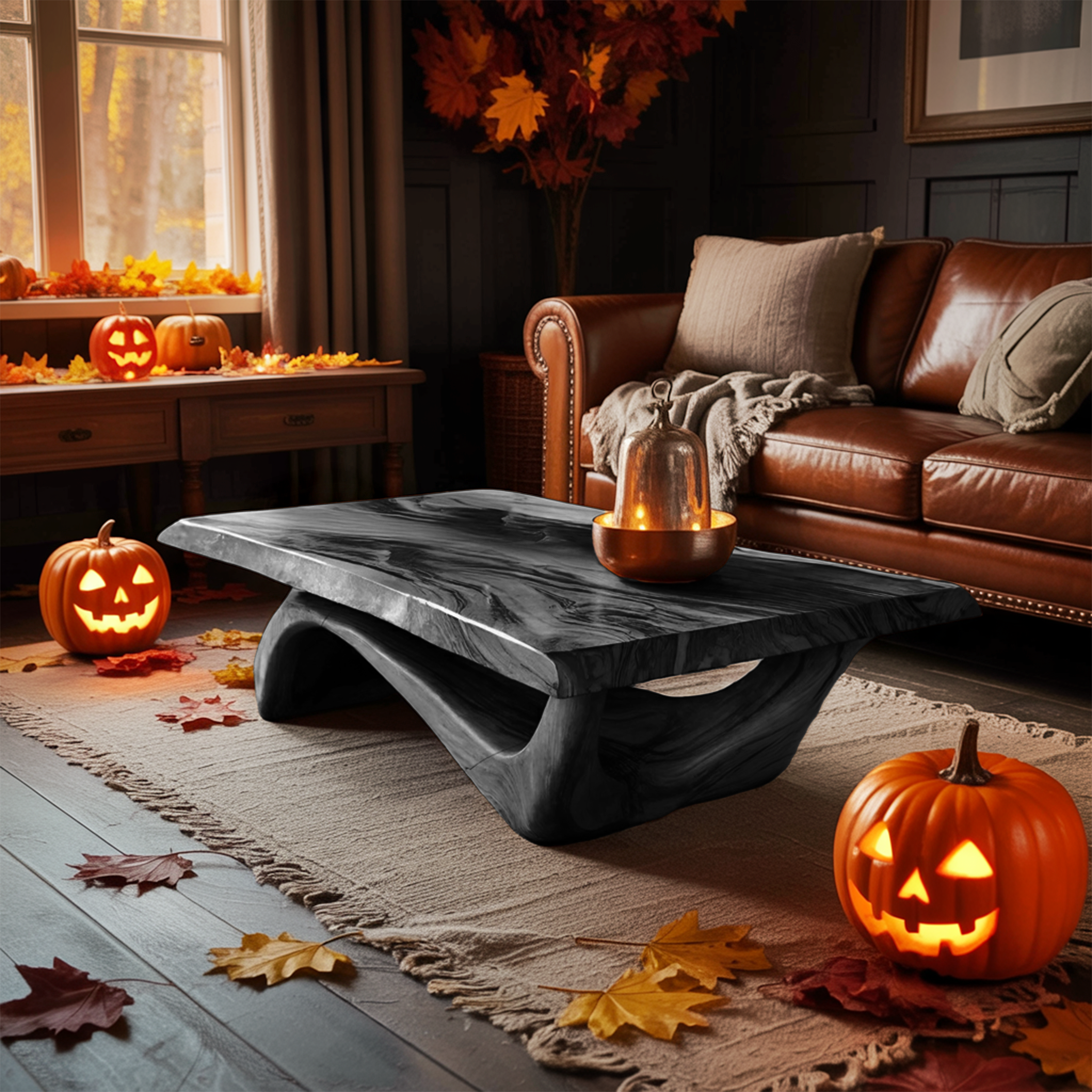 Modern Solid Wood Coffee Table Livingroom Decor Spooky Haunted Style SILDTTNHCF033