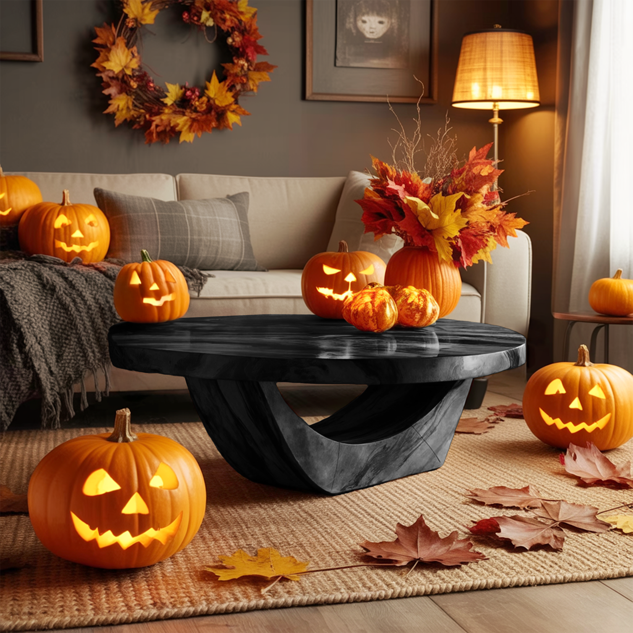 Modern Solid Wood Coffee Table For Living Room Ghostly Halloween SILDTTNHCF029