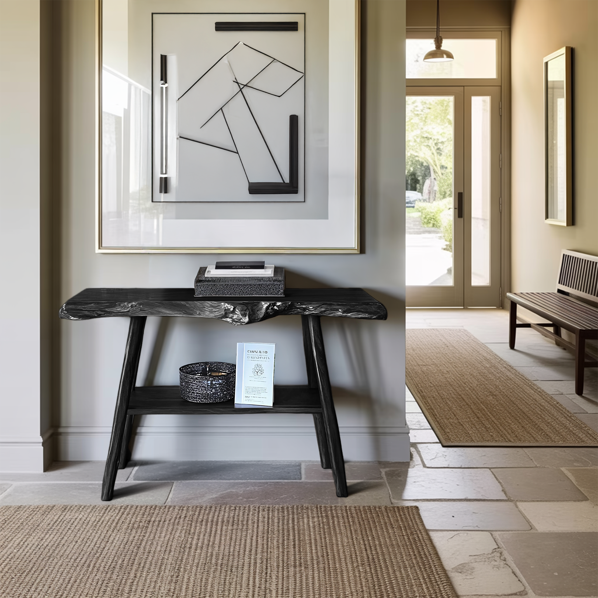 Farmhouse Live Edge Entryway Table For Living Room Design SILDTTRCS045