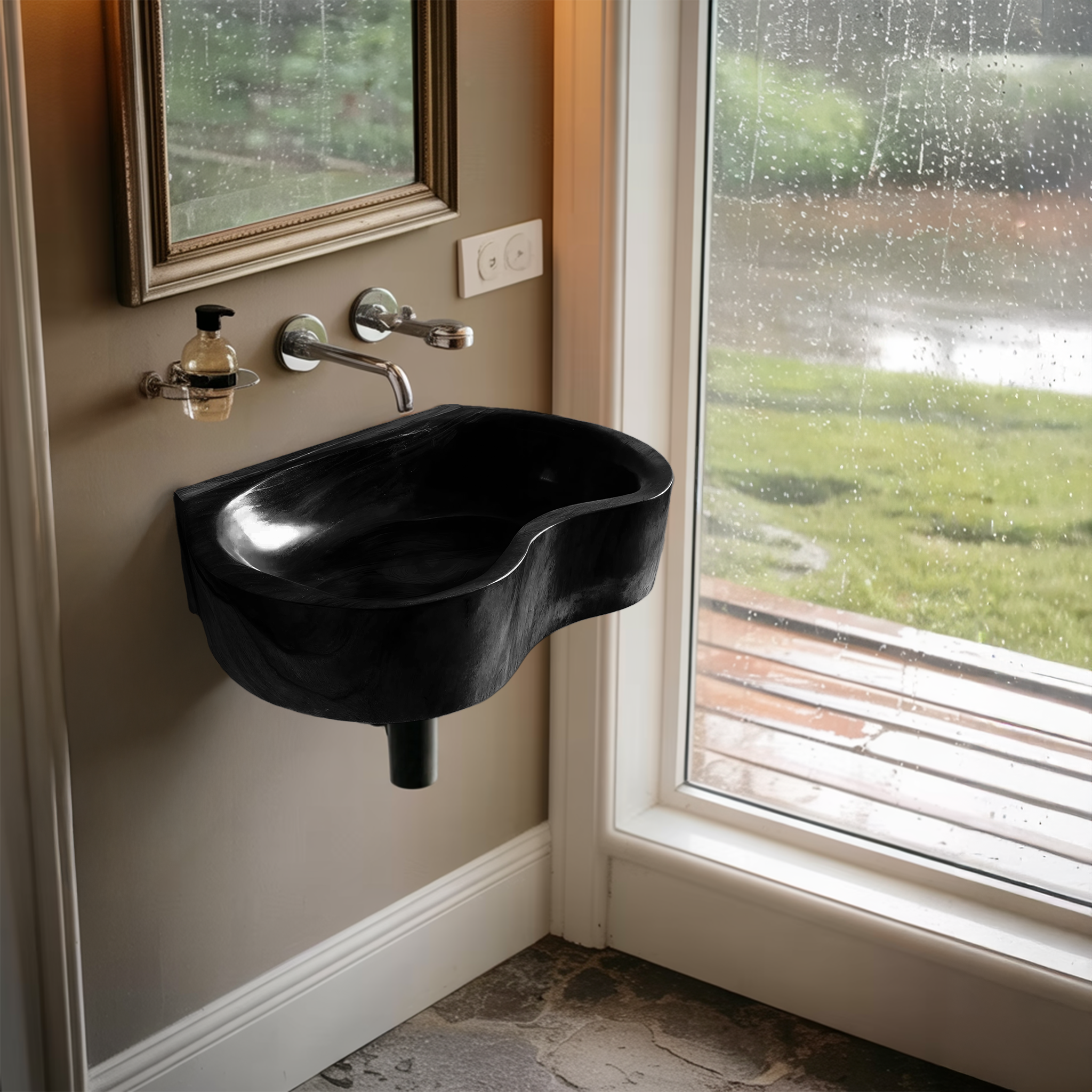 Mid Century Solid Wood Wash Basin For Elegant Bathroom Furniture Decor SILDTTRVS028