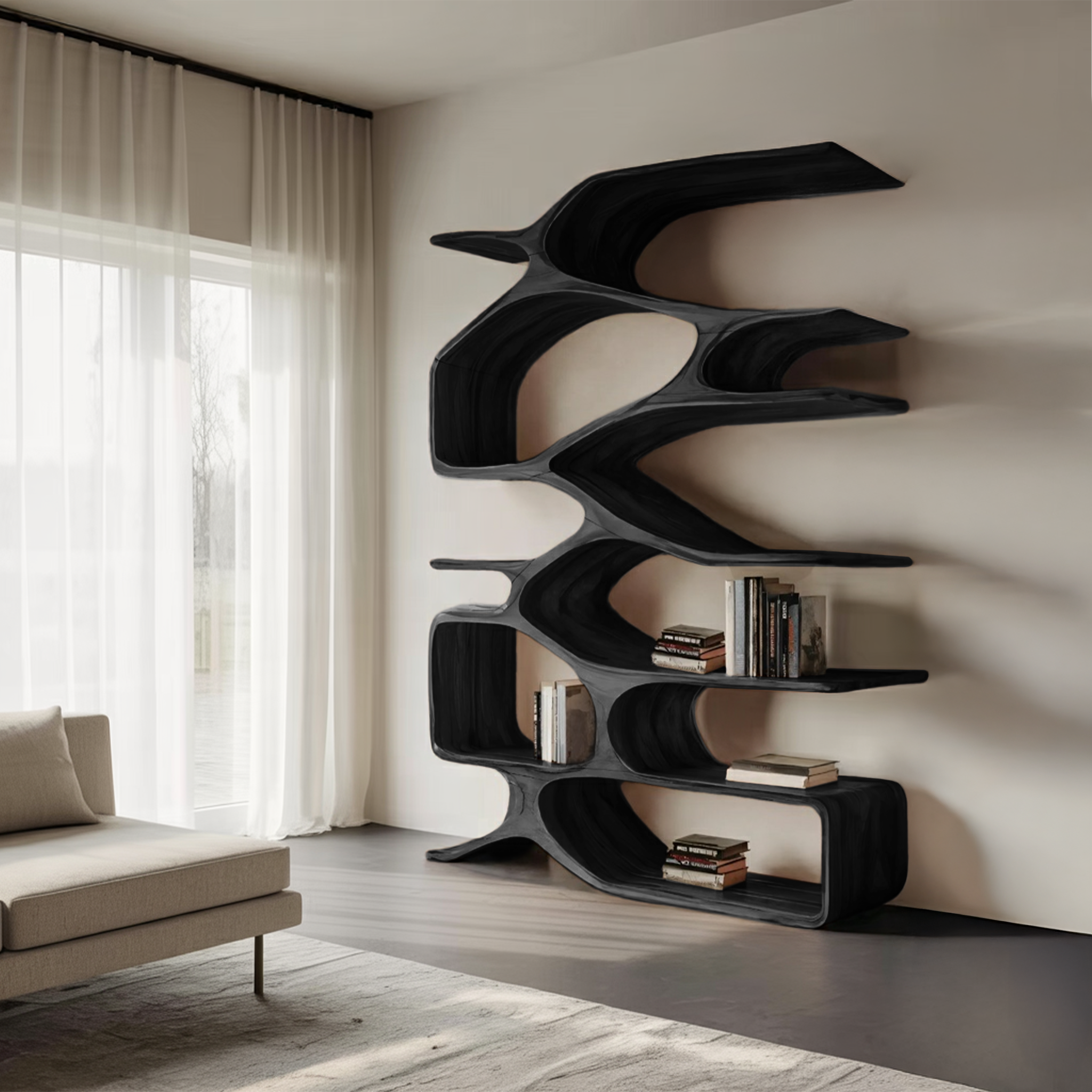 Organic Sculptural Bookshelf For Living Decor RTTHHNBS092