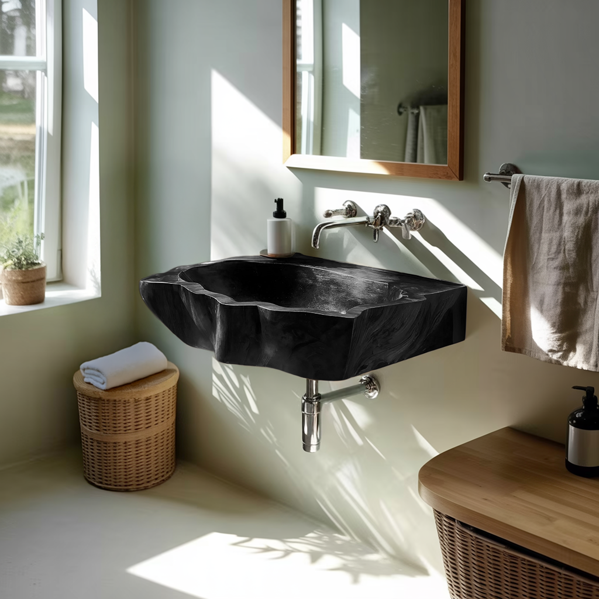 Farmhouse Wall Mounted Wooden Bathroom Sink For Vintage Bathroom Decor SILDTTNVS054