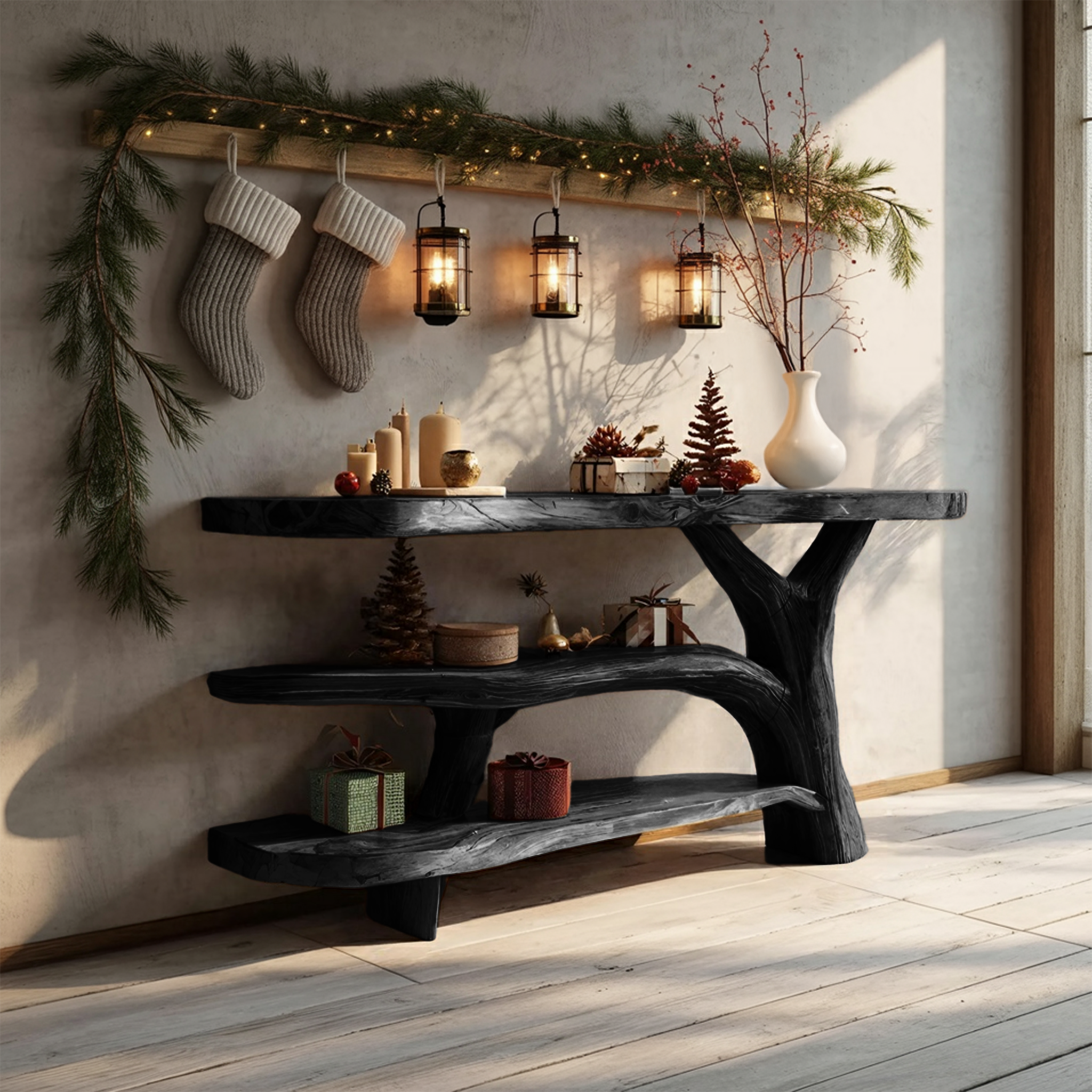 Mid Century Live Edge Console Table Organic Modern For Living Room Decor SILDTTNCS094