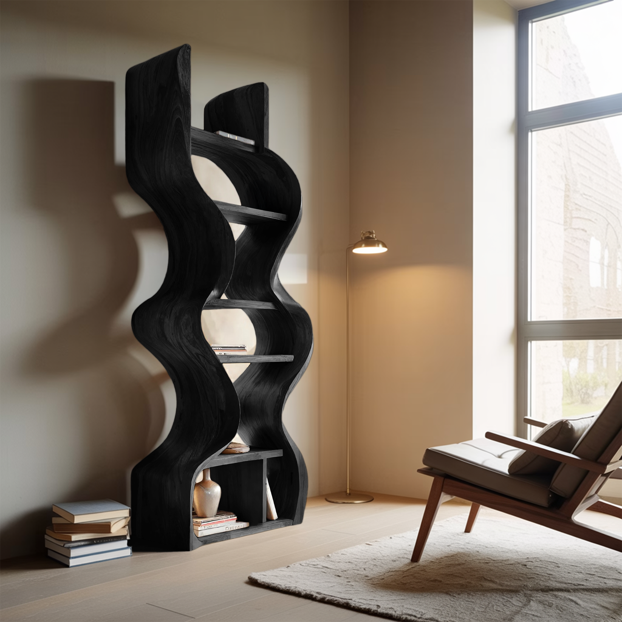 Organic Solid Wood Wall Bookcase For Modern Entryway RTTHHNBS097