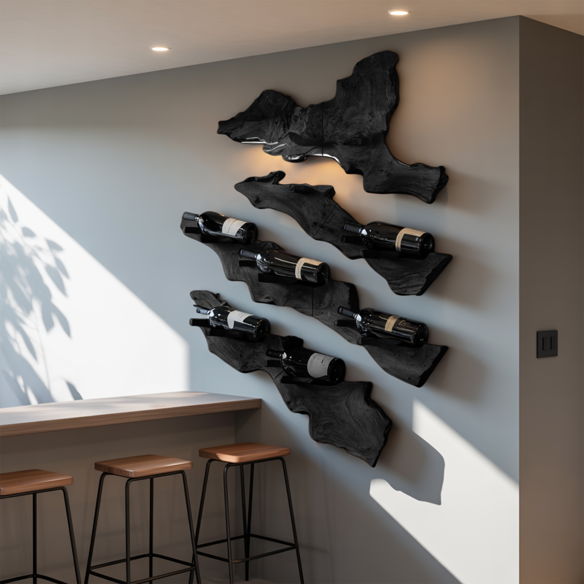Handcrafted Wooden Live Edge Wine Holder For Bar Decor Ideas SILDTTRWH057