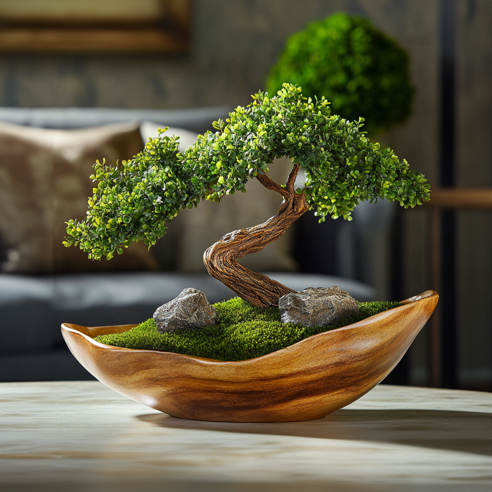Moss Wood Statue Preserve Bonsai Driftwood Pot SINLBD019