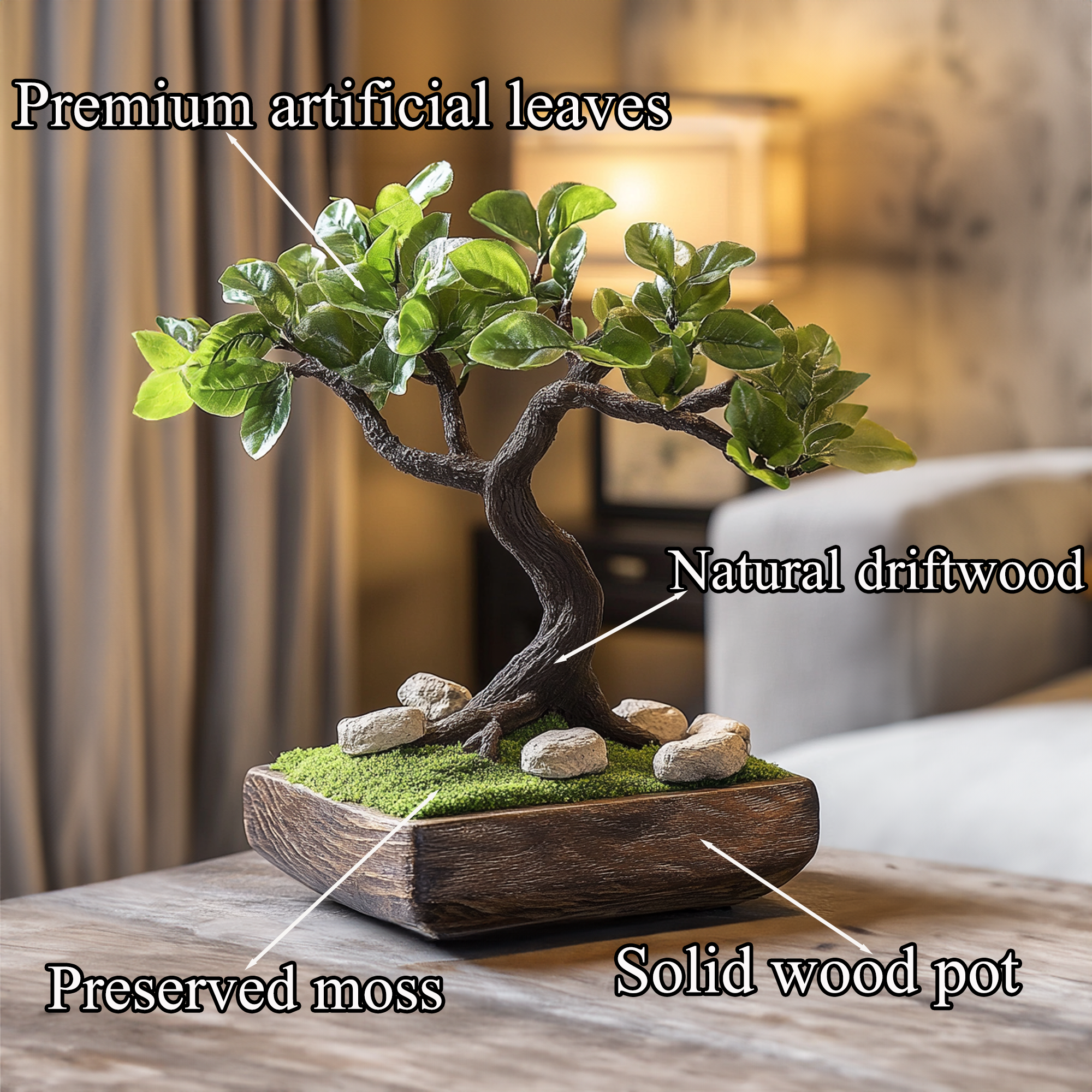 Driftwood Bonsai Moss Marimo Pots Bonsai Artificial Plants SINLBD017