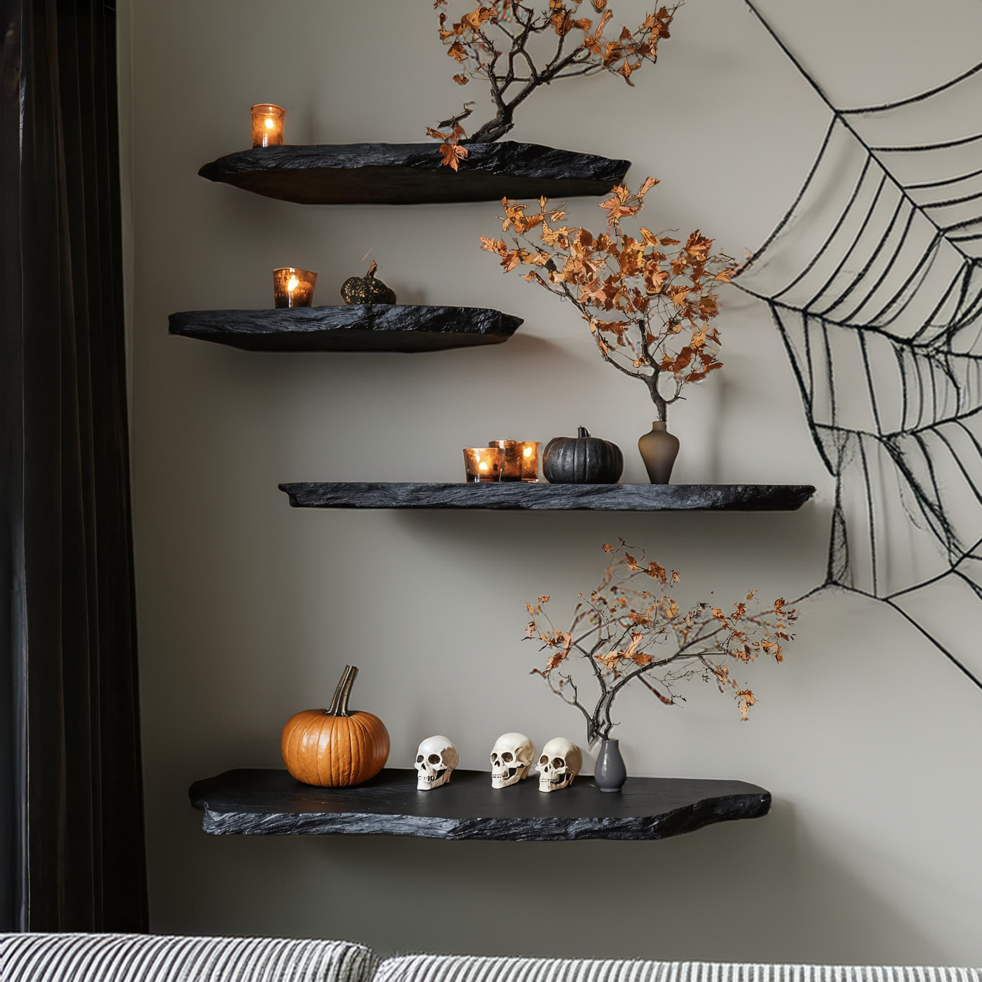 Rustic Wooden Floating Shelf For Bedroom Halloween Decor Farmhouse Style SILDTTRHFL009