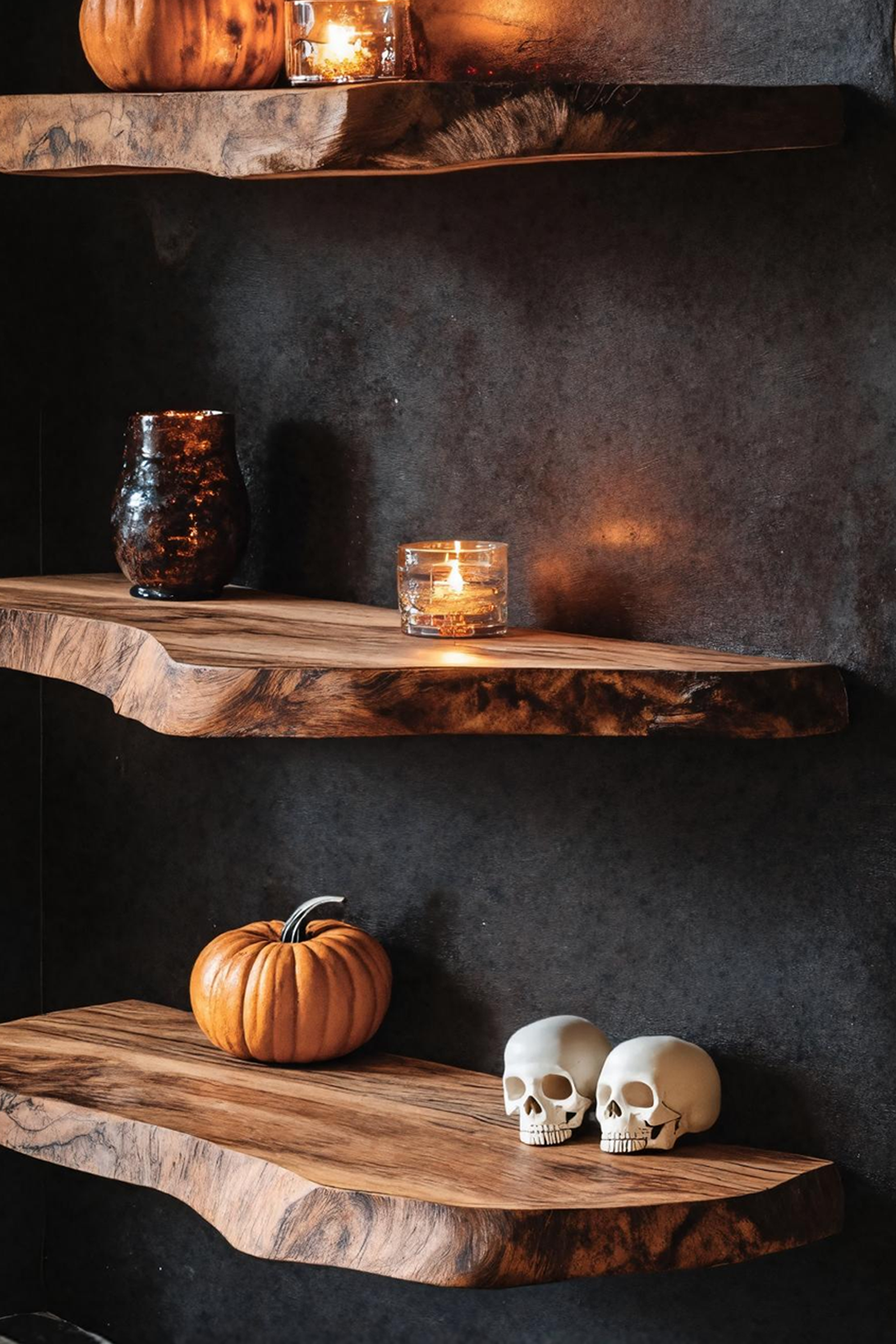 Rustic Wooden Floating Shelf For Living Room Warm Country Halloween Vibes SILDTTRHFL025