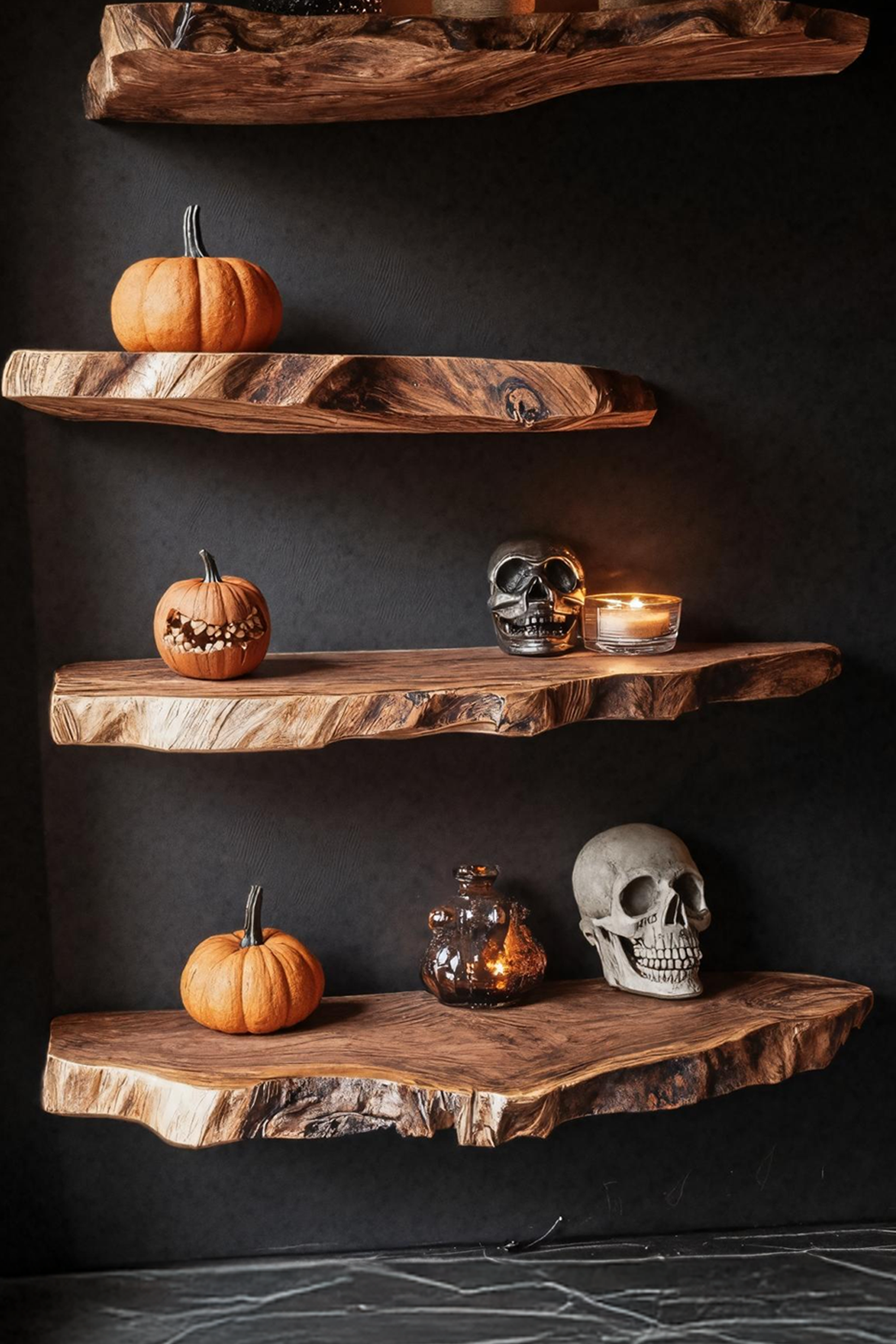 Farmhouse Solid Wood Shelf For Bedroom Cozy And Warm Halloween Decoration SILDTTRHFL001