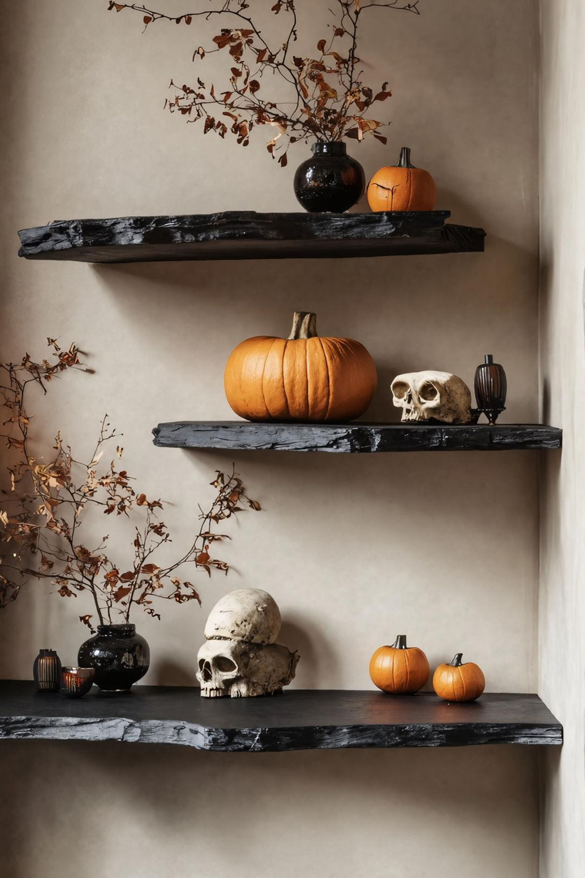 Rustic Wooden Floating Shelf For Living Room Warm Country Halloween Vibes SILDTTRHFL013