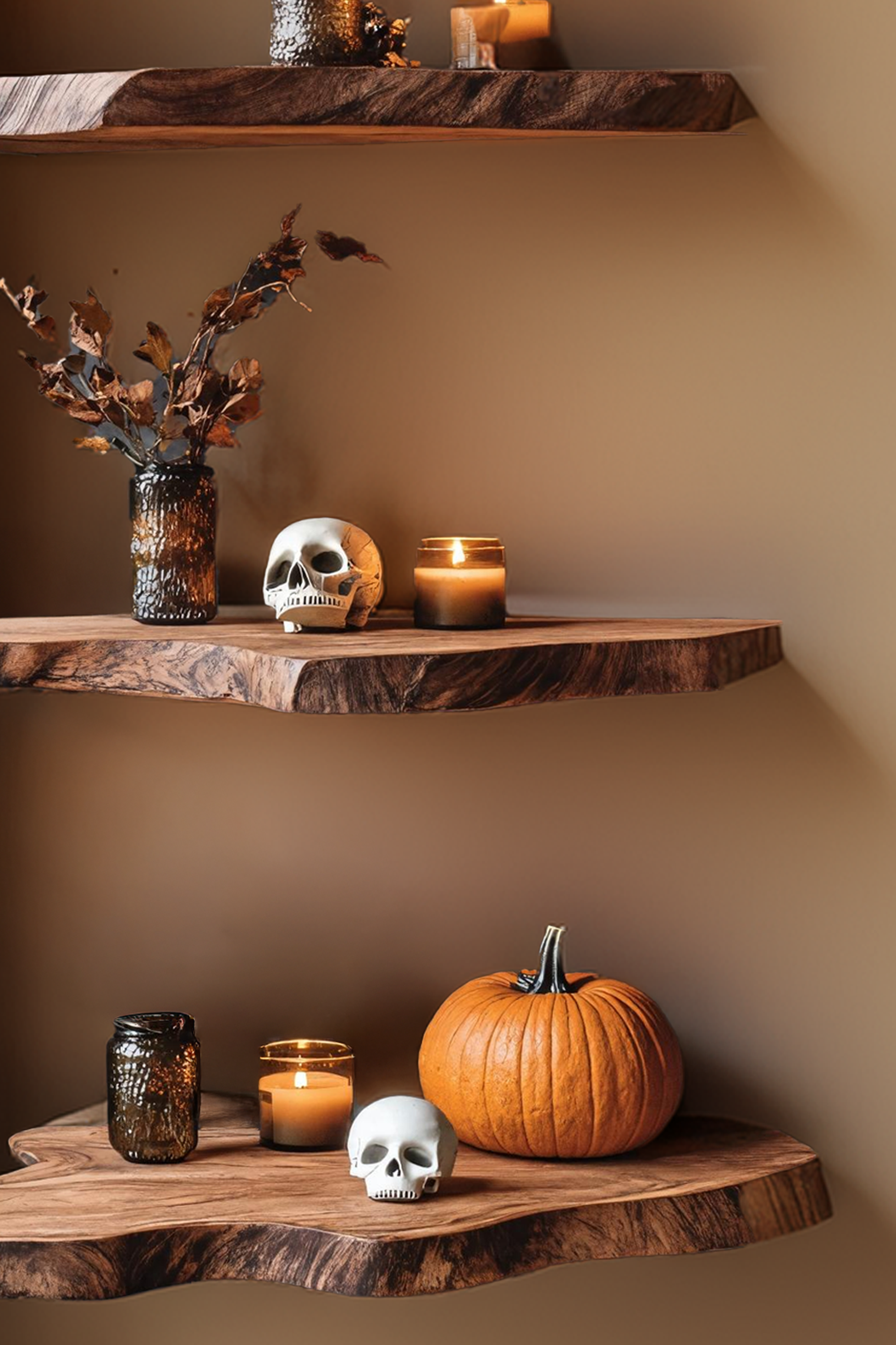 Handcrafted Wooden Floating Shelf In Halloween Style For Living Room SILDTTRHFL024