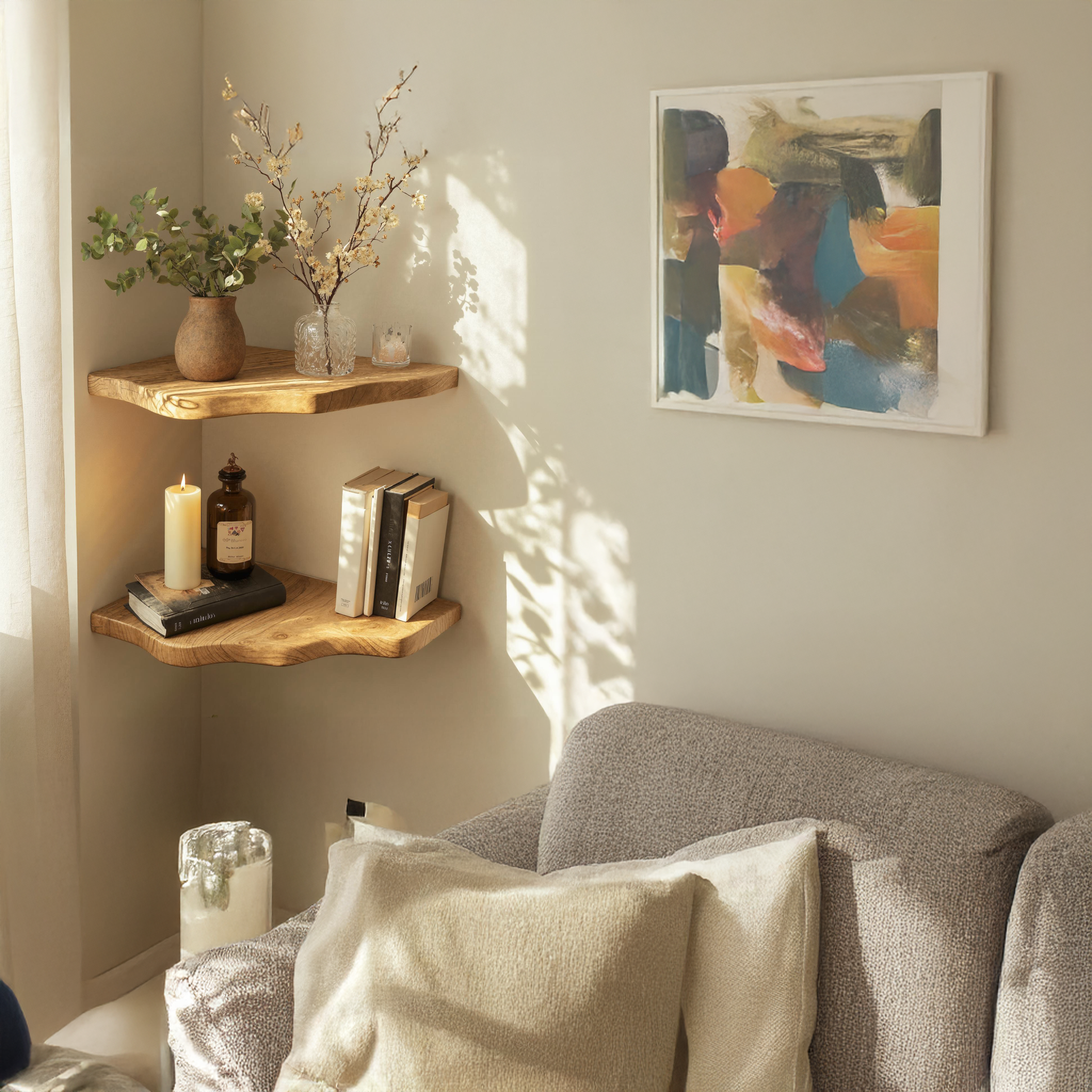 Custom Rustic Wooden Corner Shelves For Every Room SILDTCN057