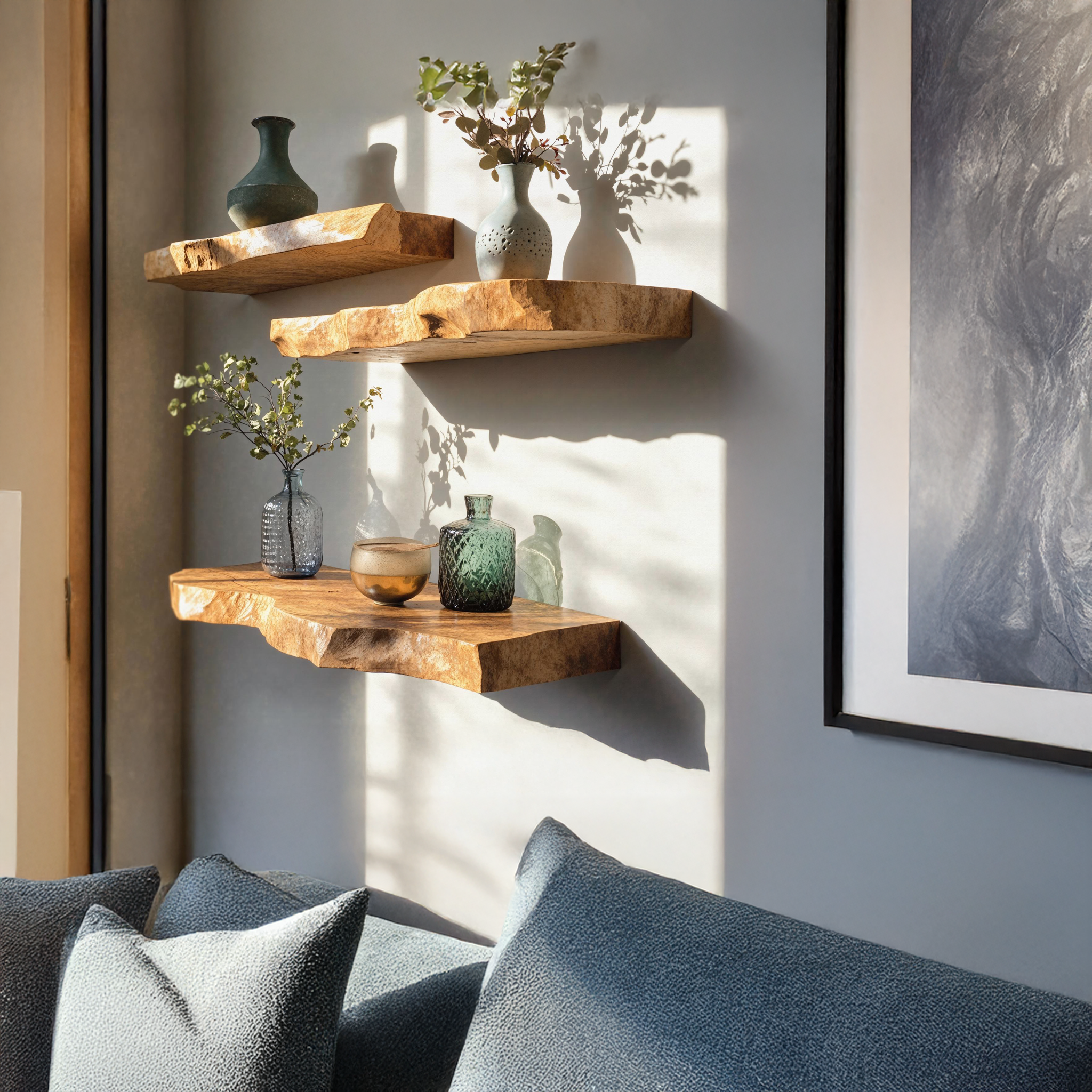 Rustic Wooden Floating Shelf With Live Edge for Entryway Decor SILDTFL135