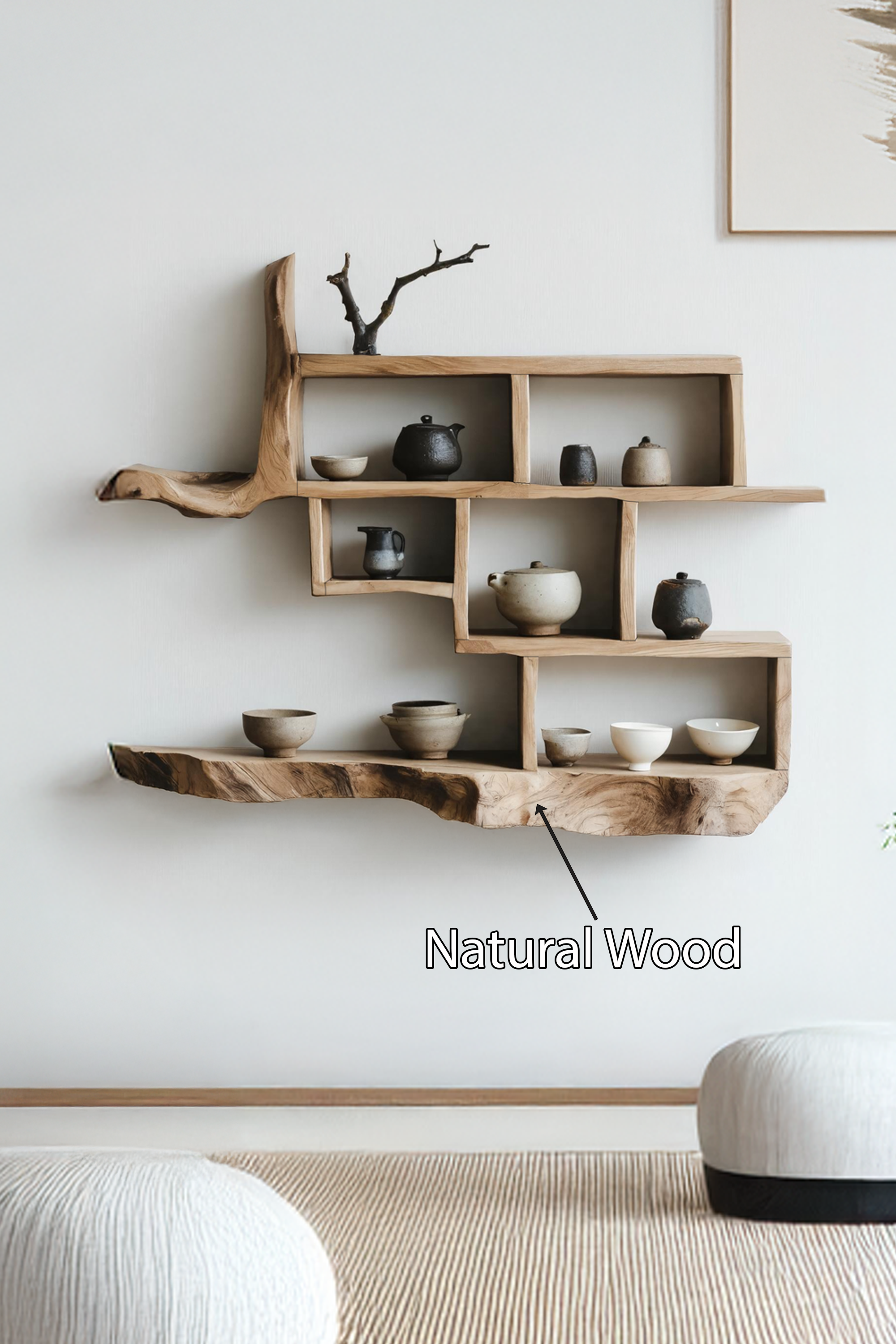 Mid Century Live Edge Floating Shelf For Bedroom Decor SILDTTNWMS009